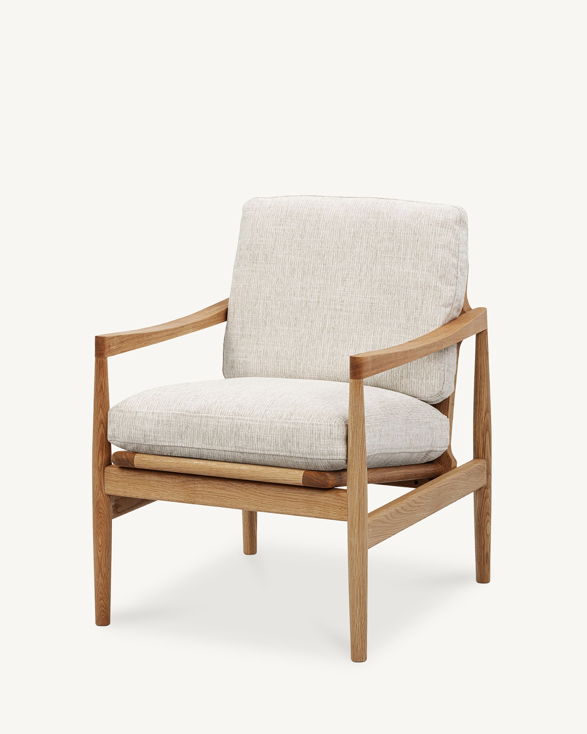 Den Armchair Oak Frame Sandstone Fabric