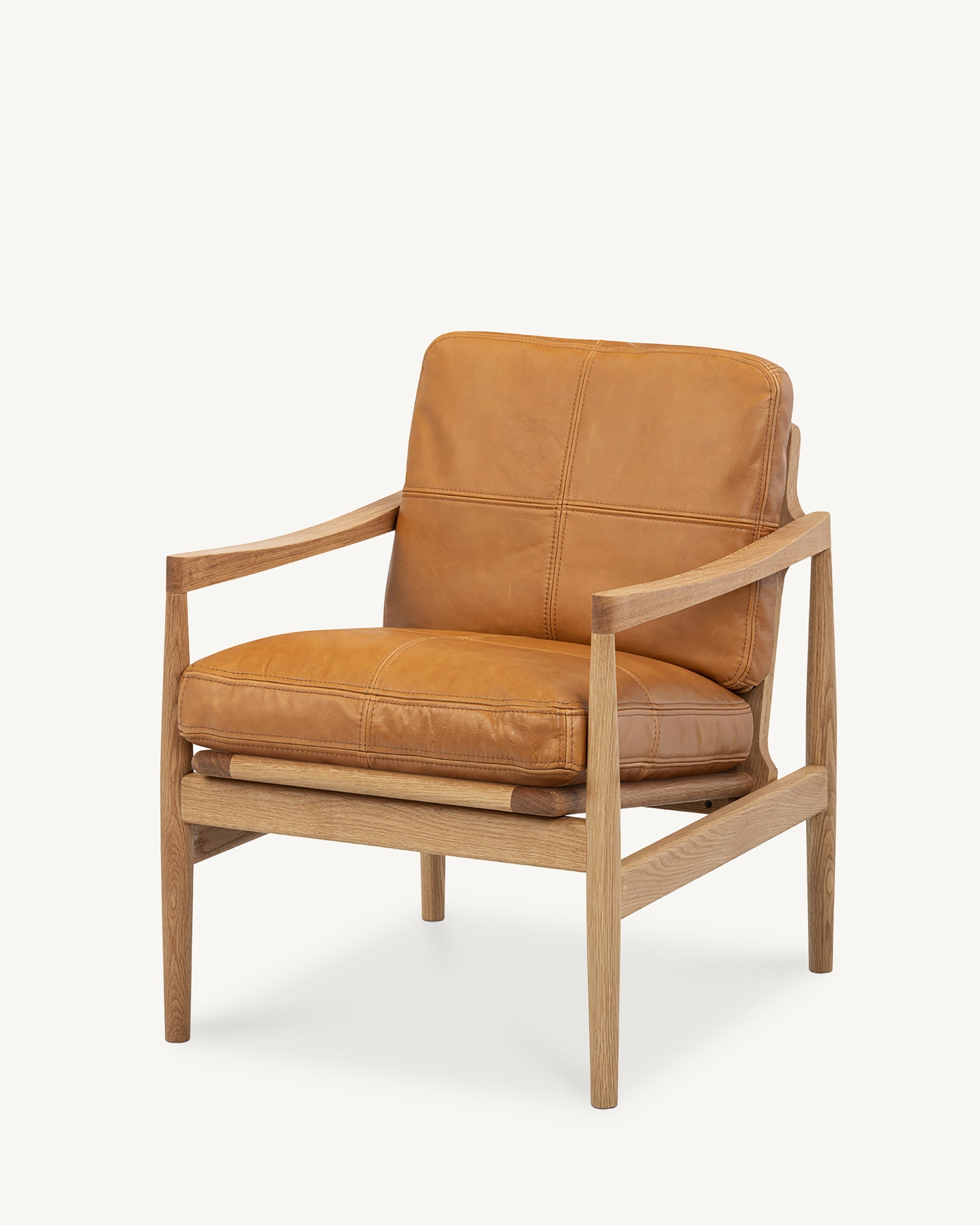 Den Armchair Oak Frame Tan Leather