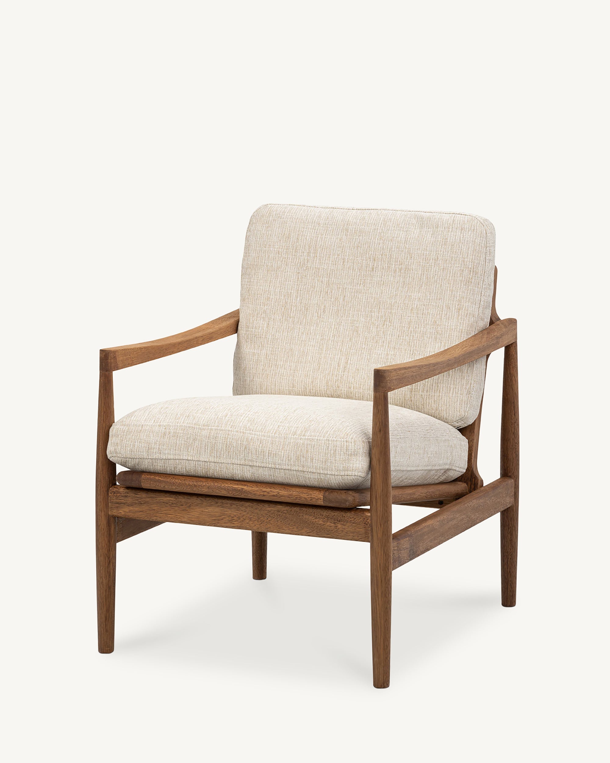 Den Armchair Walnut Frame Sandstone Fabric