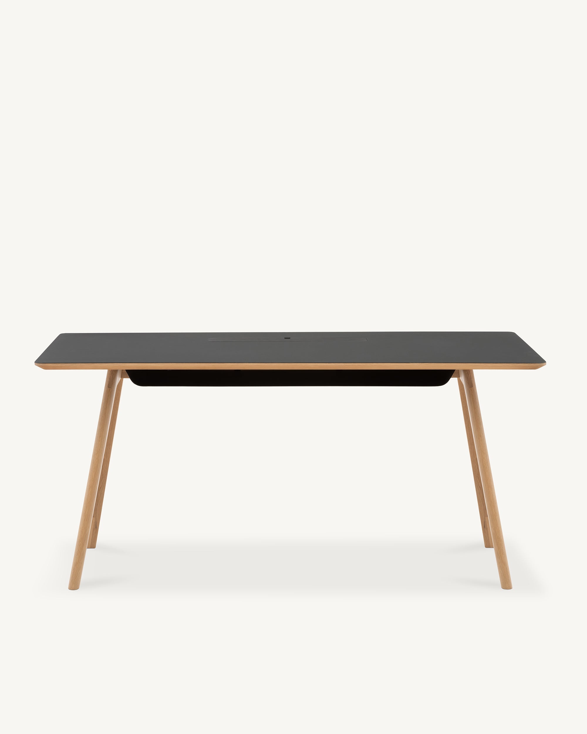 FIKA Oak Office Desk Charcoal Linoleum