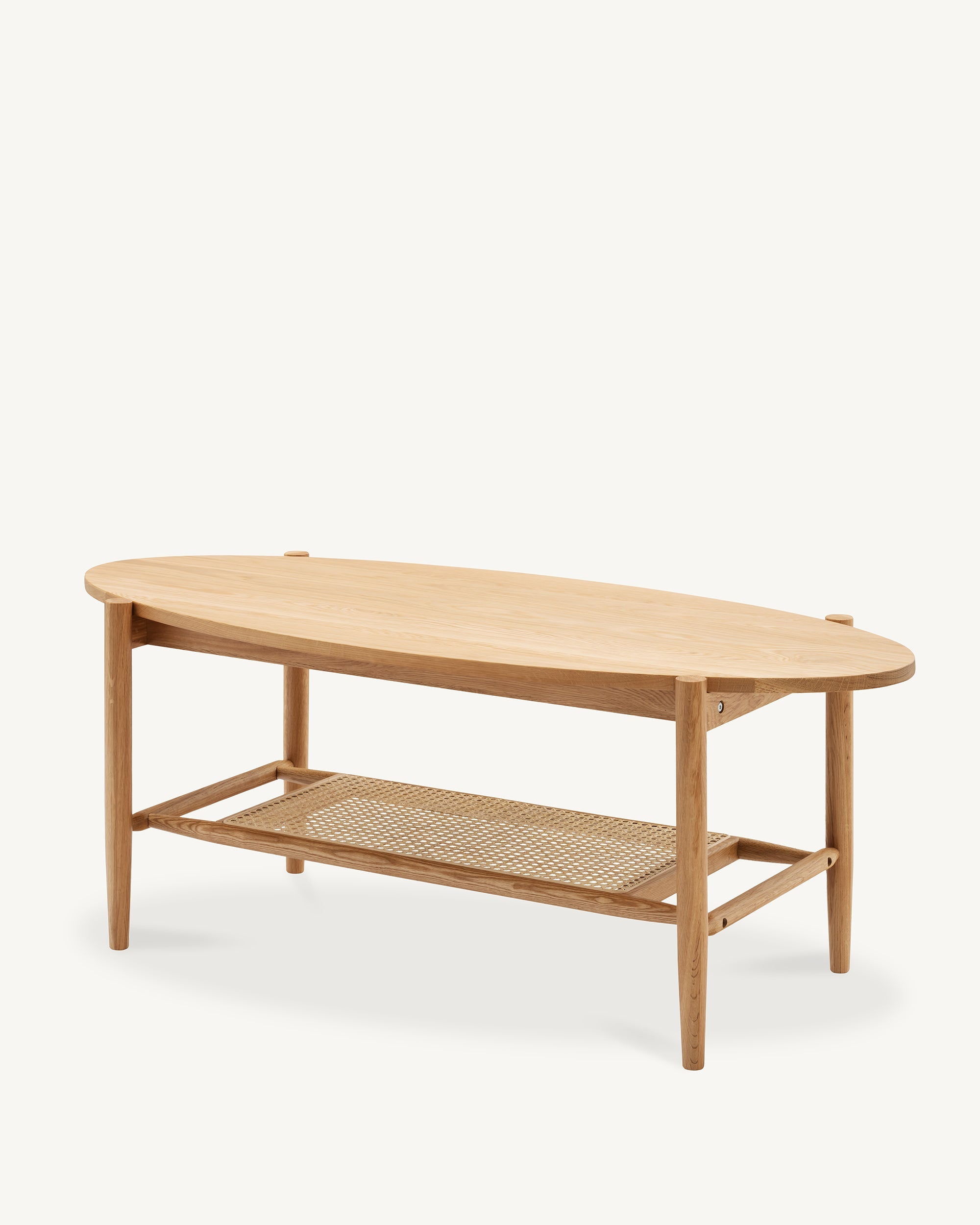 Forest Oak and Rattan Oval Coffee Table