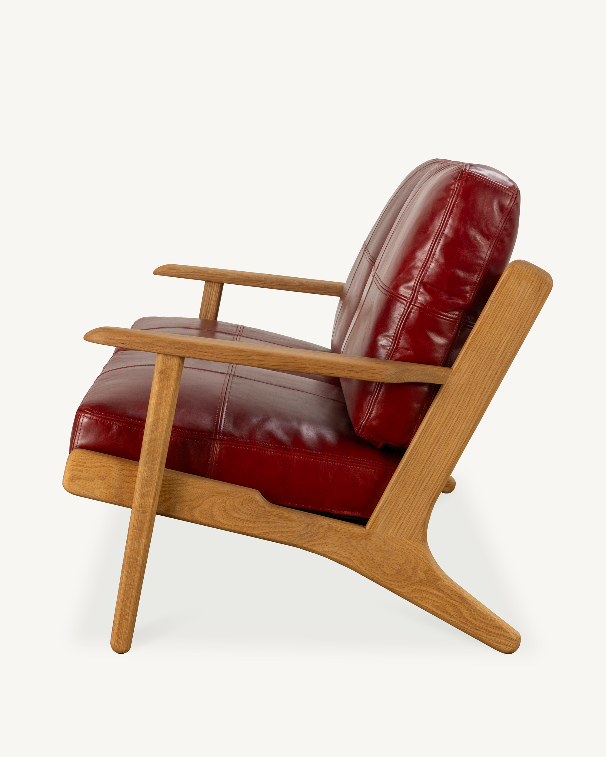 Map 2 Seat Sofa (Oak/Red Leather)