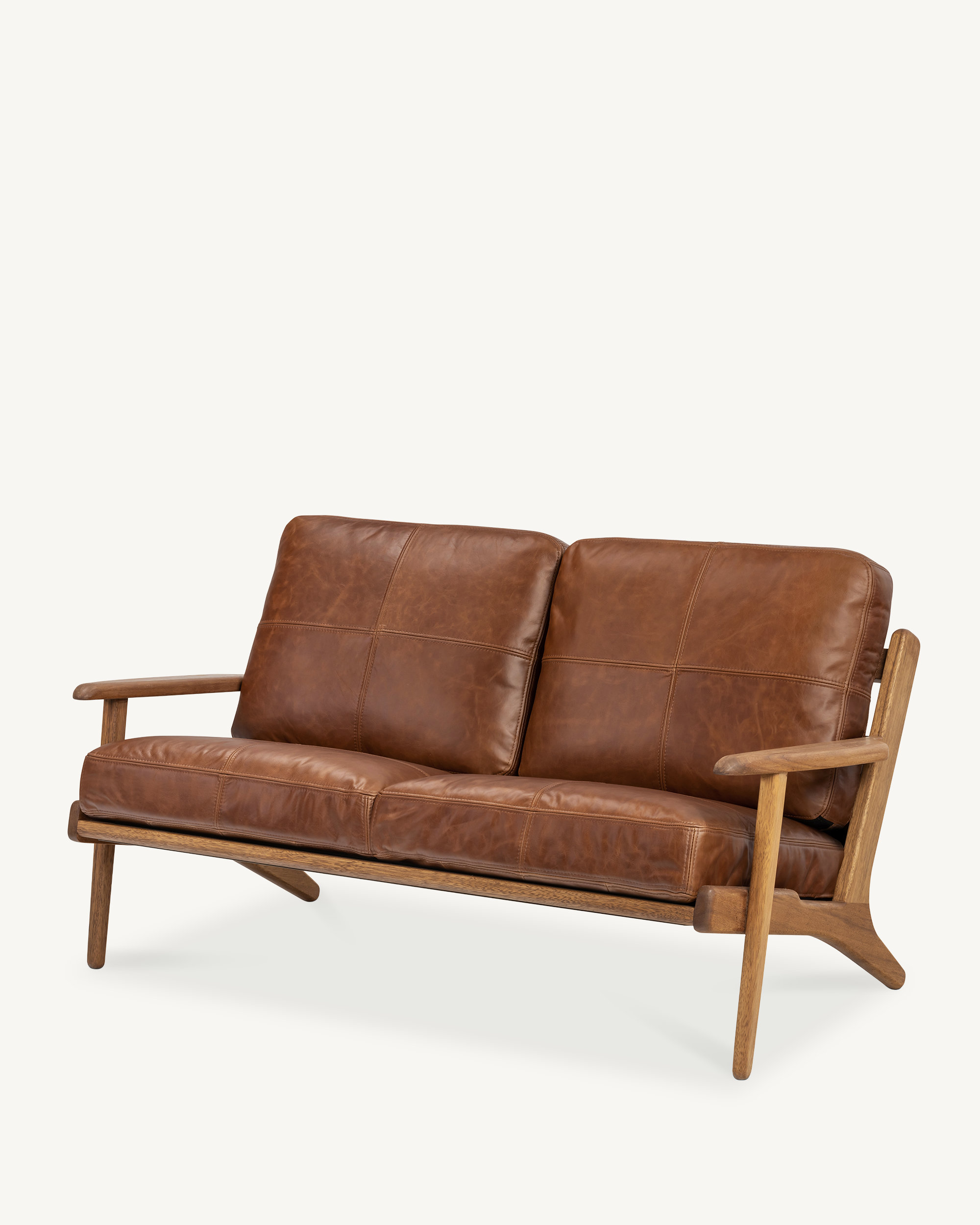 Map 2 Seat Sofa - Walnut & Leather