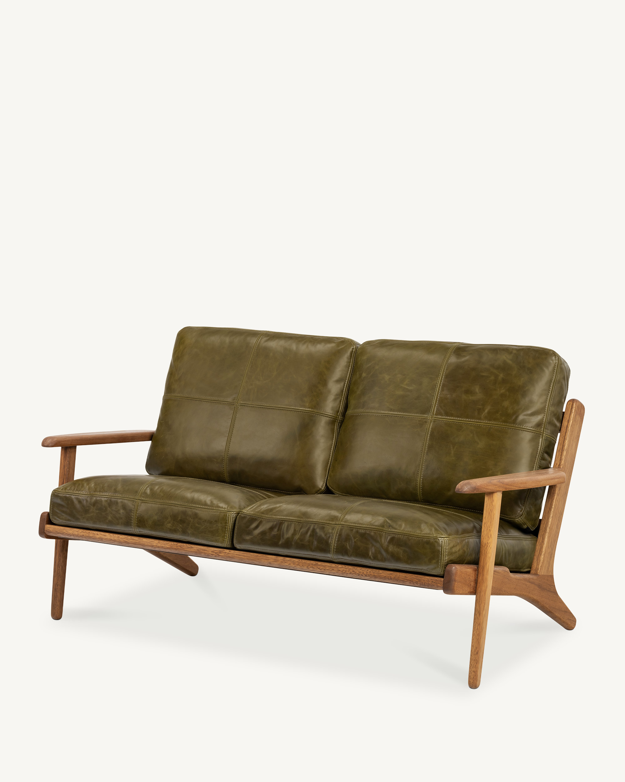 Map 2 Seat Sofa - Walnut & Leather