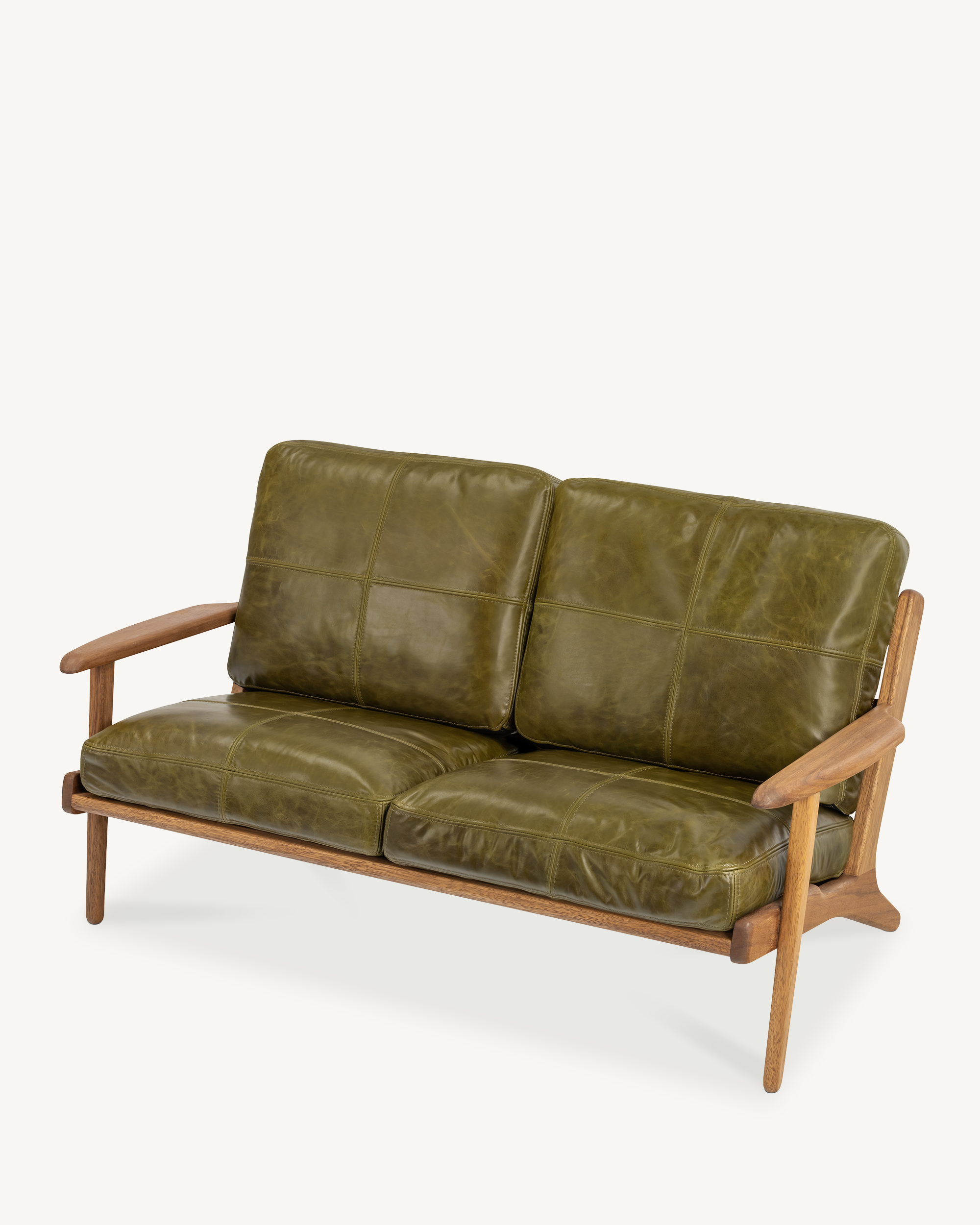 Map 2 Seat Sofa - Walnut & Leather