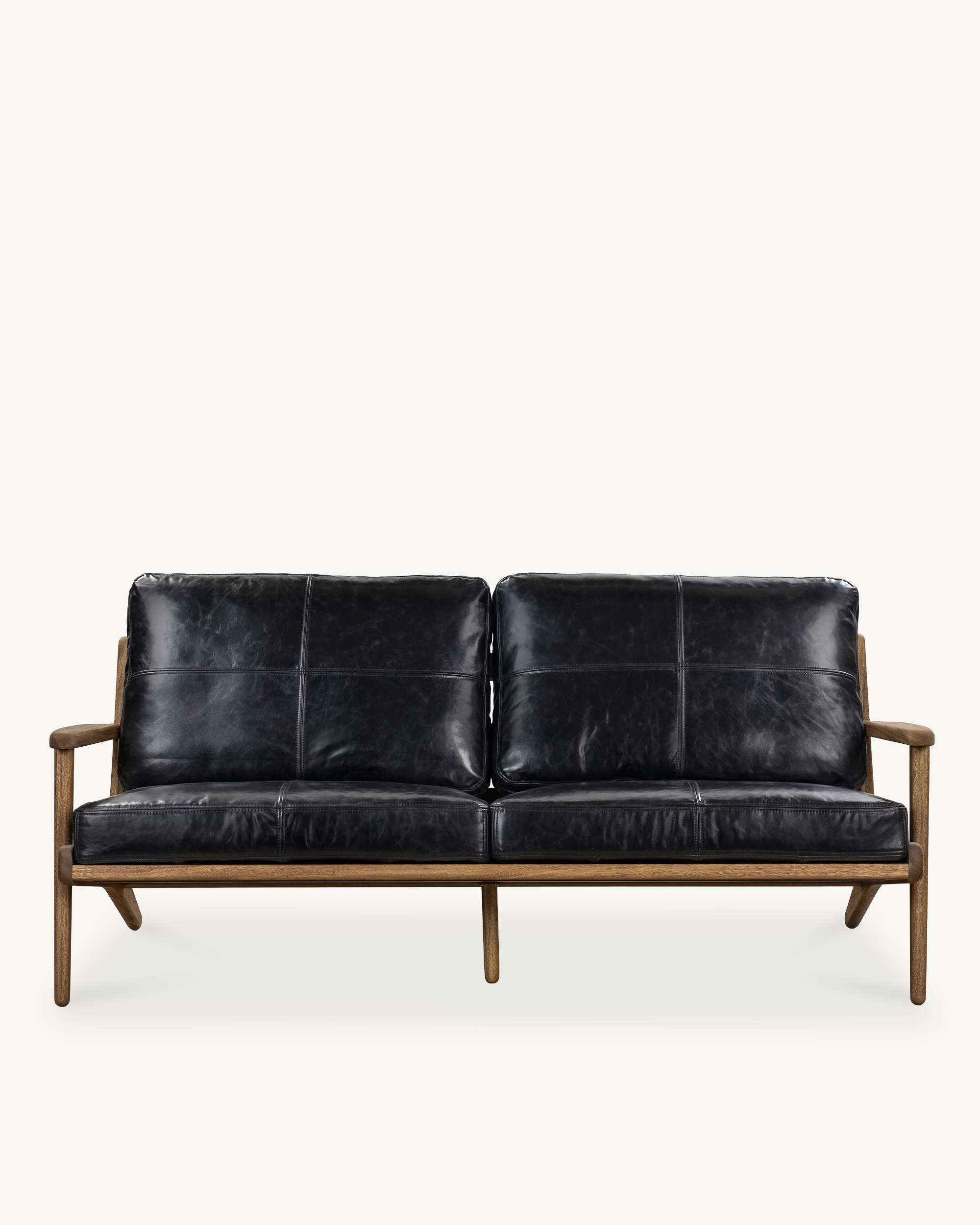 Map 3 Seat Sofa - Walnut & Leather