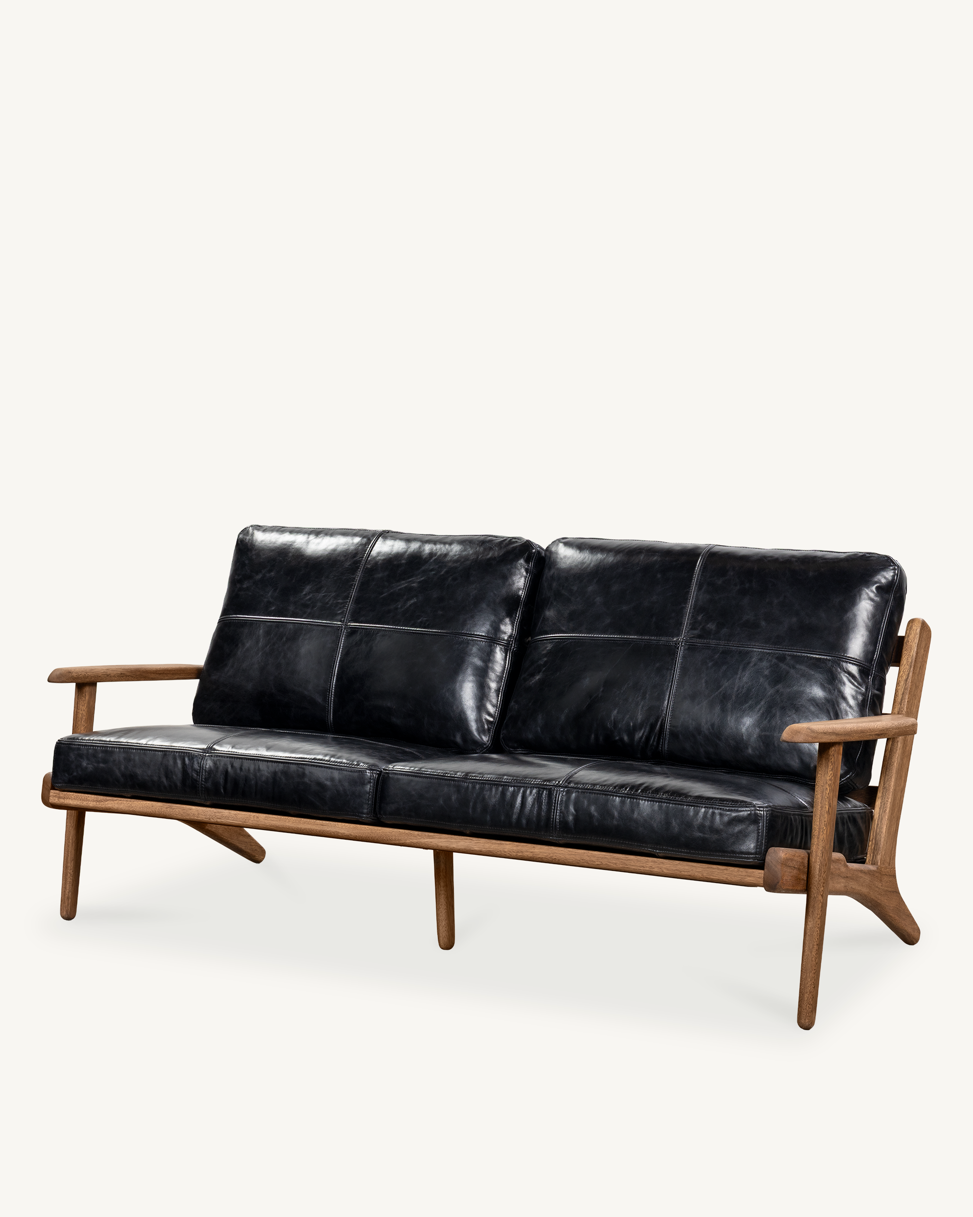 Map 3 Seat Sofa - Walnut & Leather