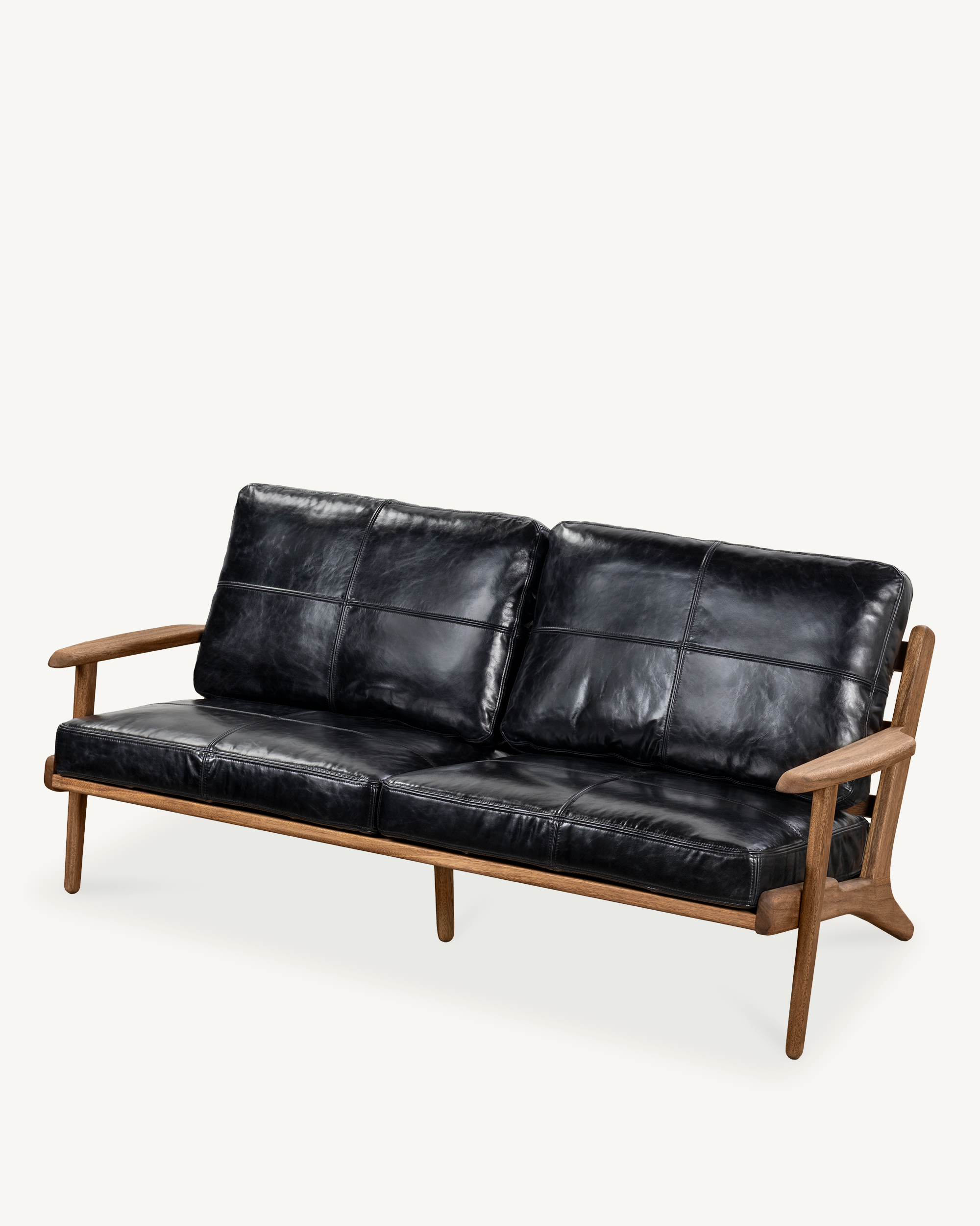 Map 3 Seat Sofa - Walnut & Leather
