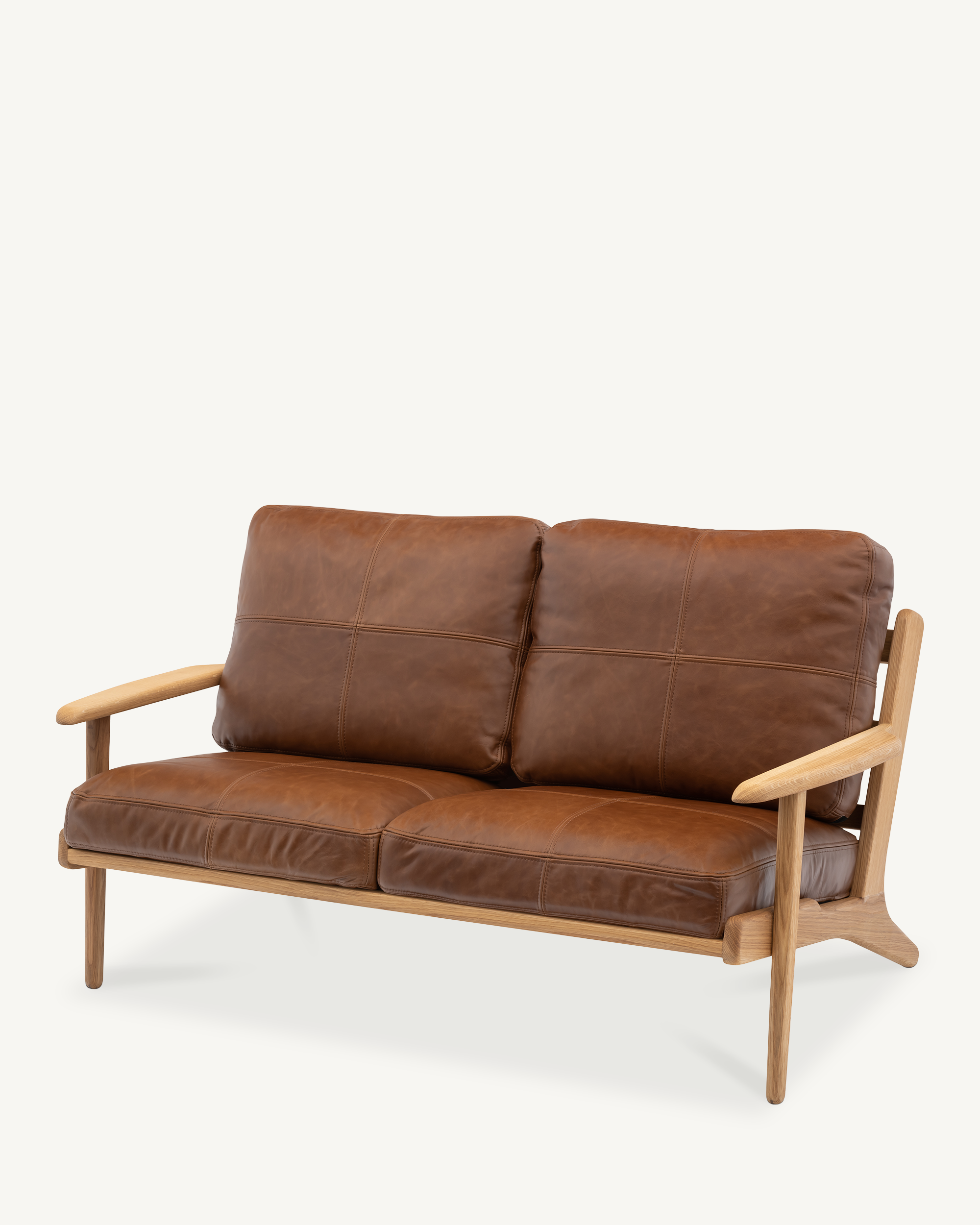 Map 2 Seat Sofa - Oak & Leather