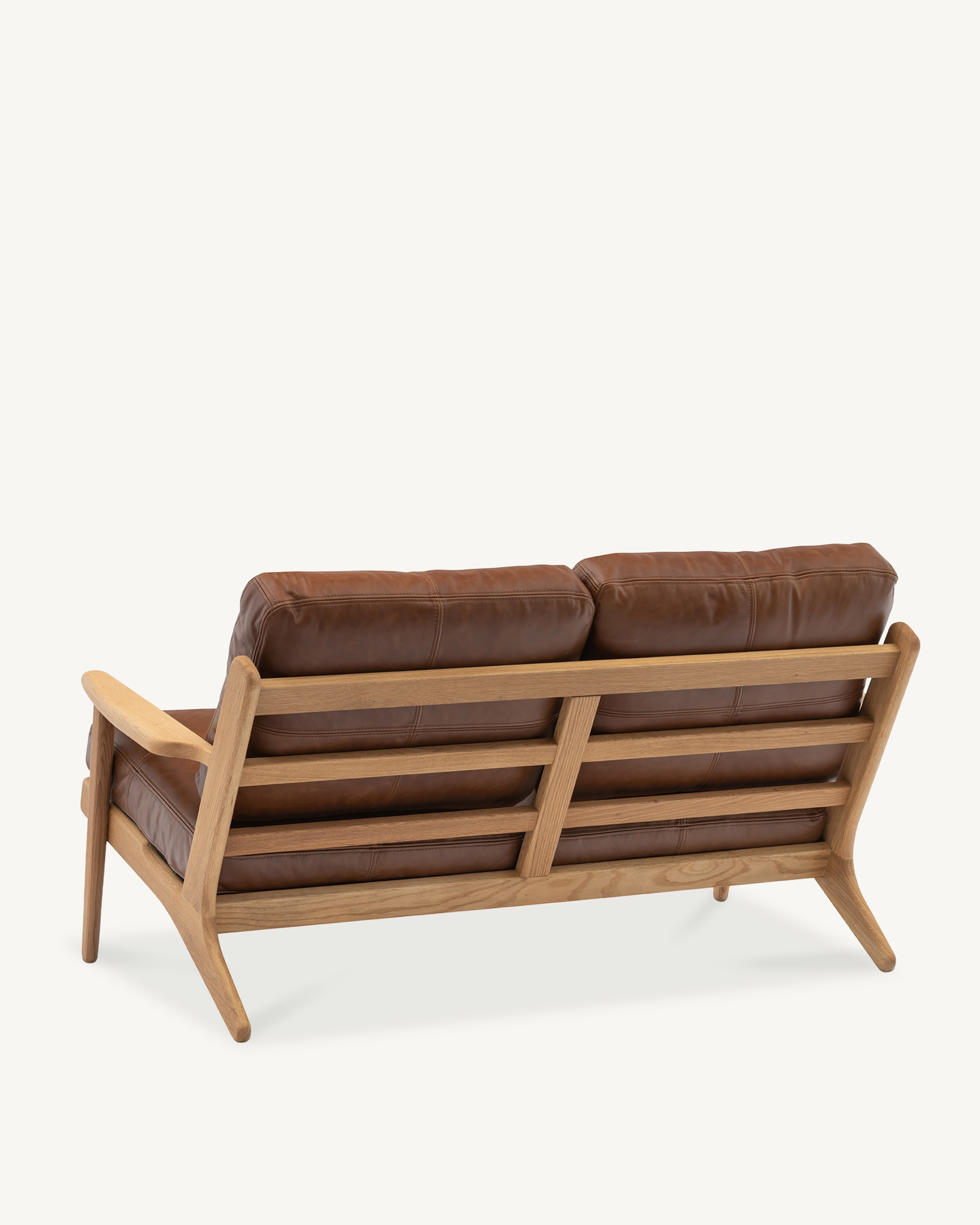Map 2 Seat Sofa - Oak & Leather