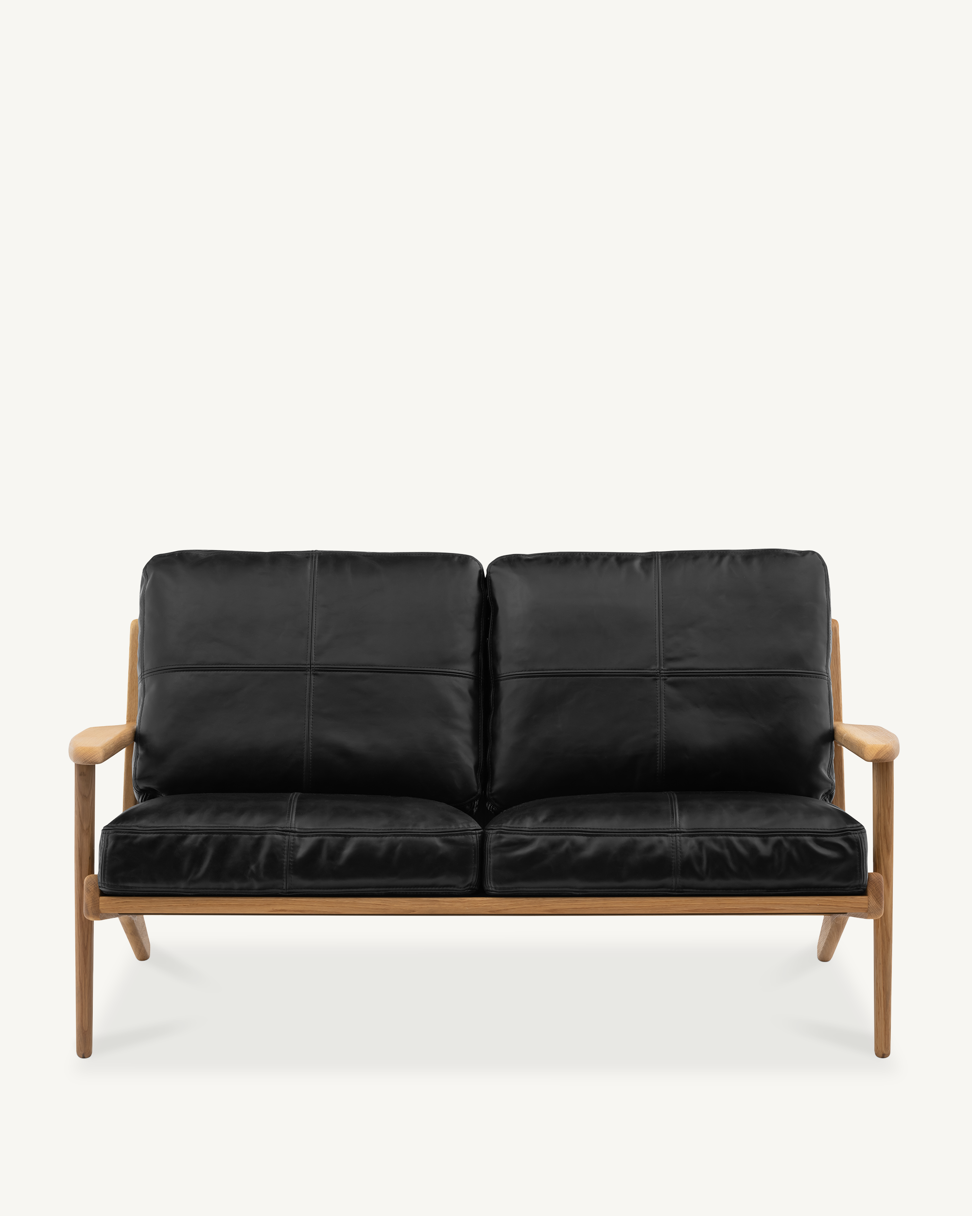 Map 2 Seat Sofa - Oak & Leather