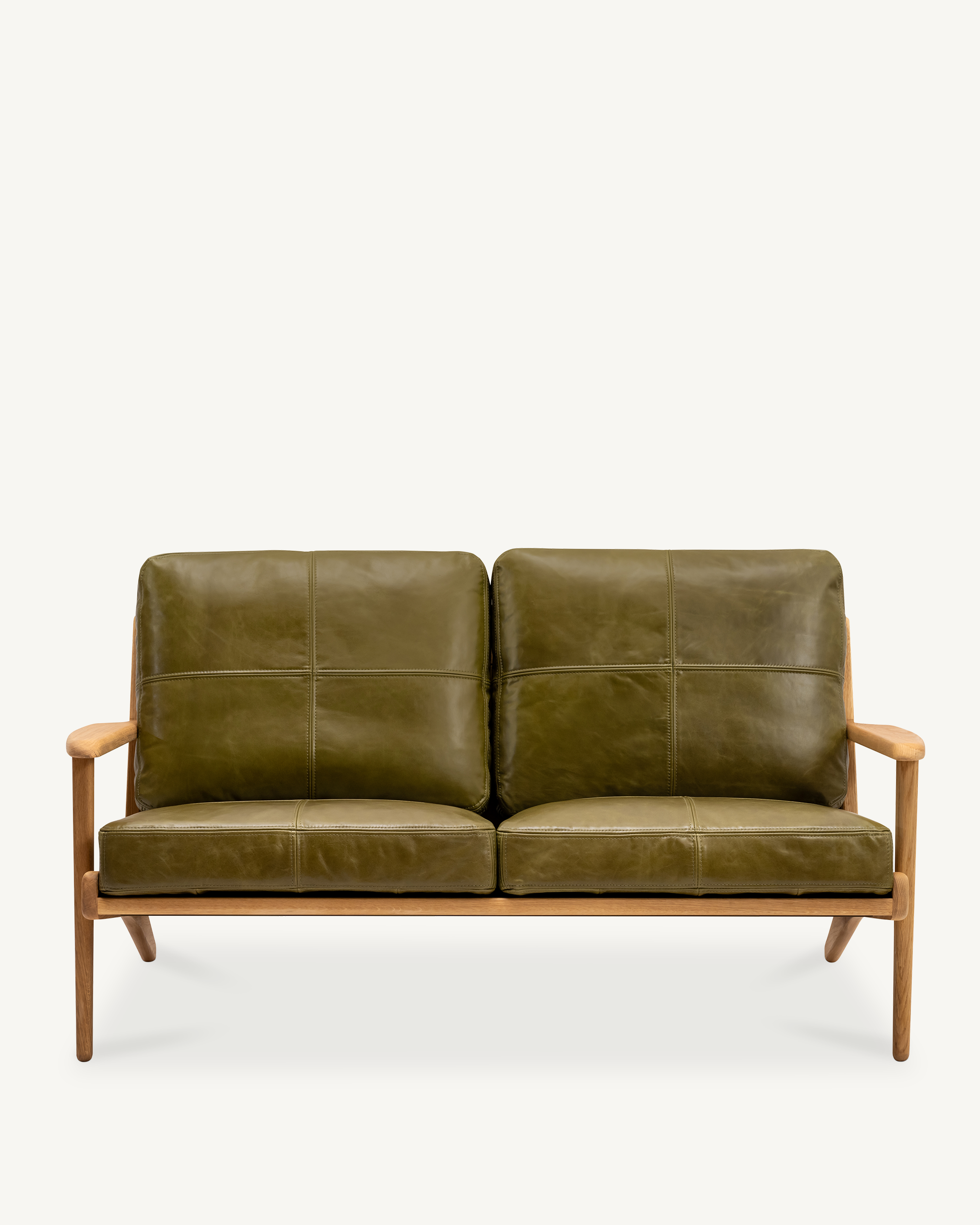 Map 2 Seat Sofa - Oak & Leather