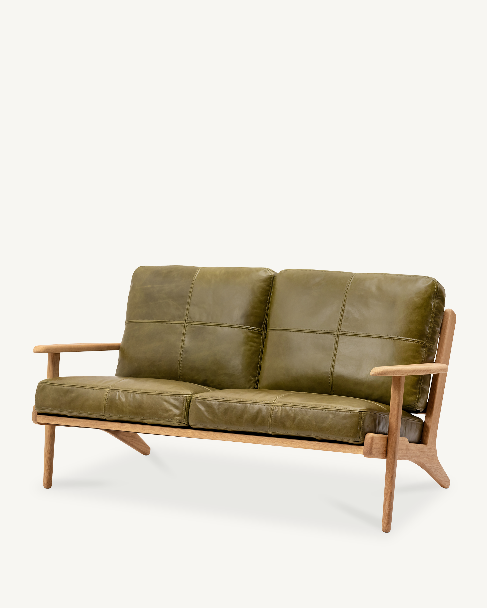 Map 2 Seat Sofa - Oak & Leather