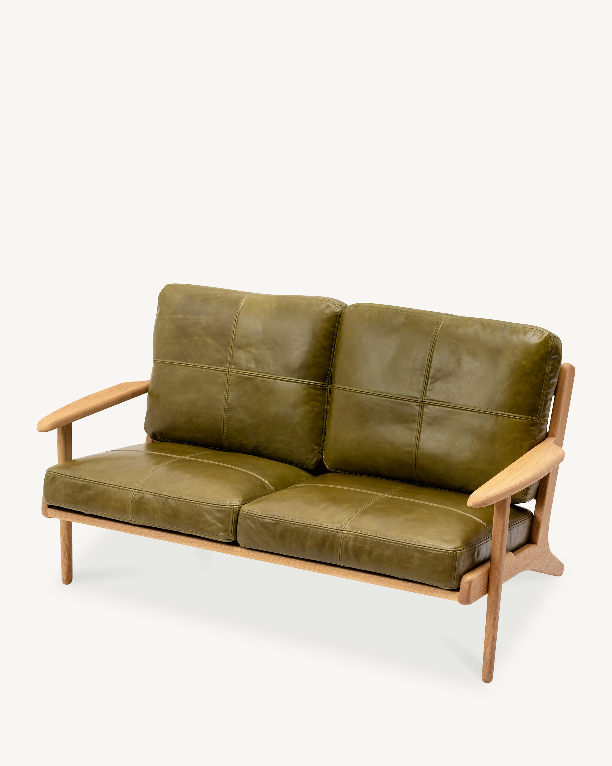 Map 2 Seat Sofa - Oak & Leather