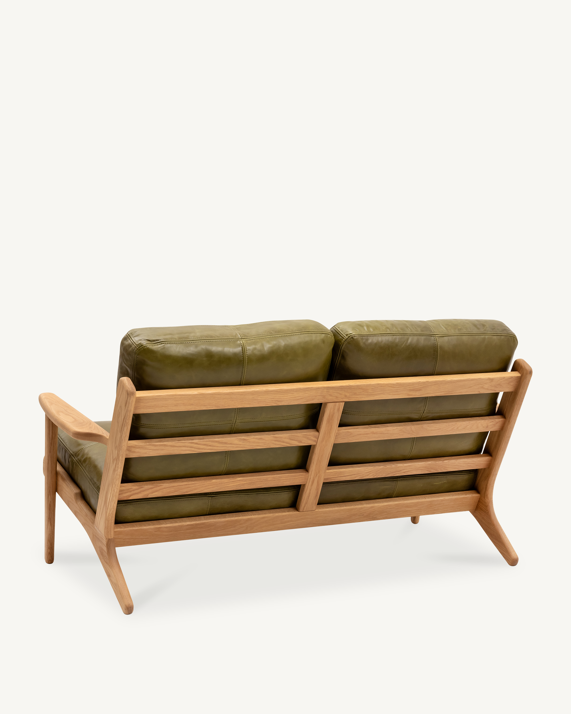Map 2 Seat Sofa - Oak & Leather