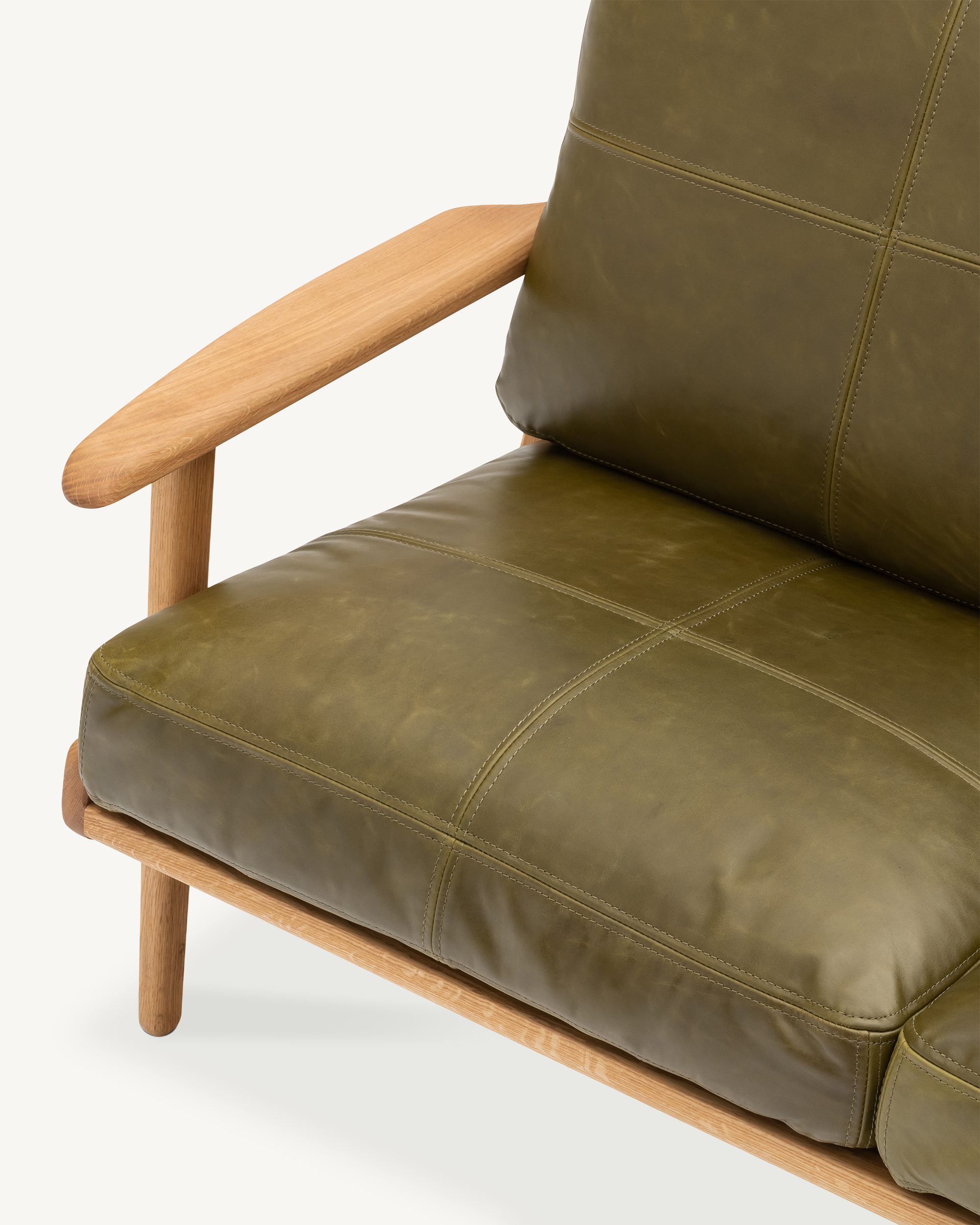 Map 2 Seat Sofa - Oak & Leather