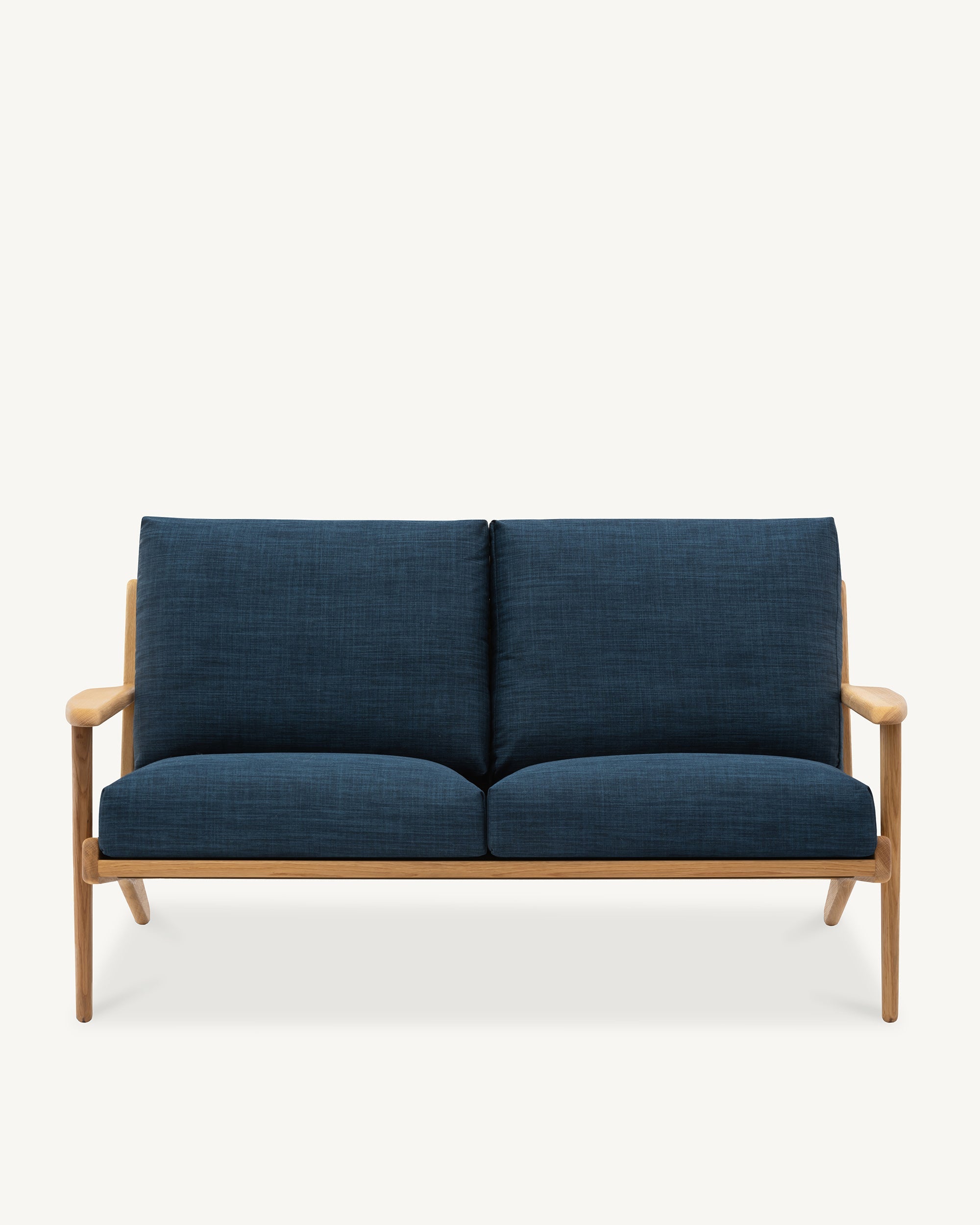 Map 2 Seat Sofa Oak Frame Royal Blue Fabric