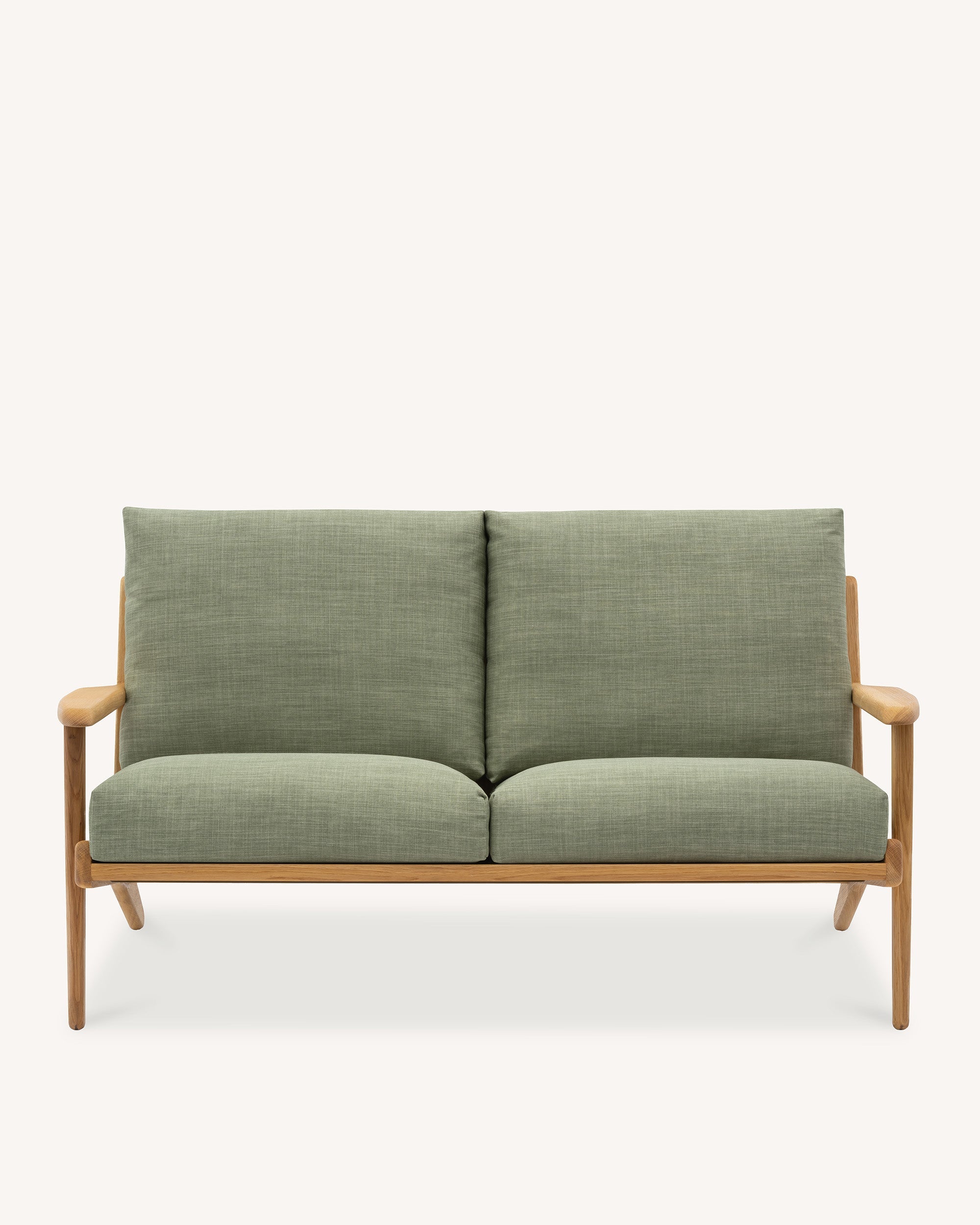 Map 2 Seat Sofa Oak Frame Sage Green Fabric