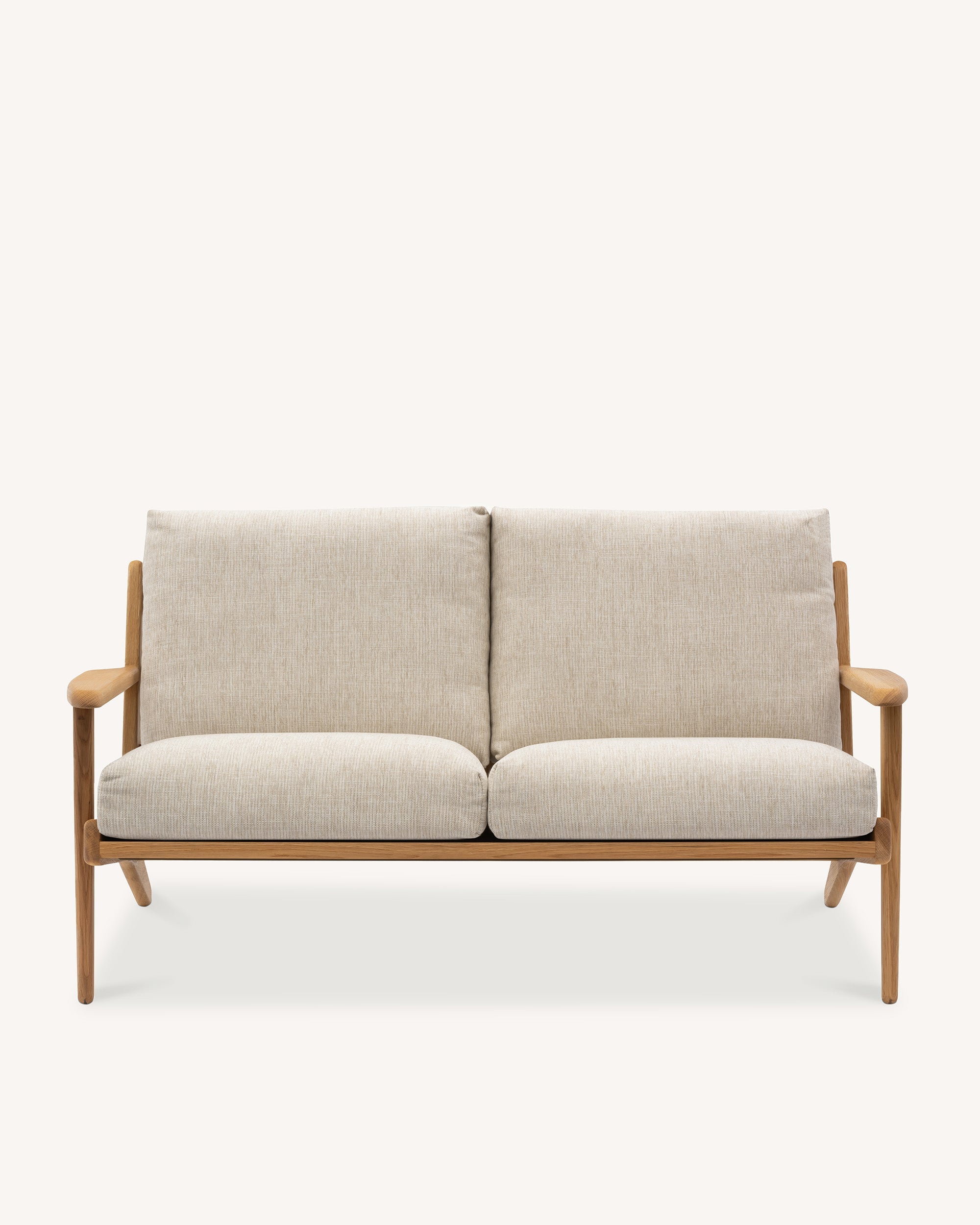 Map 2 Seat Sofa Oak Frame Sandstone Fabric