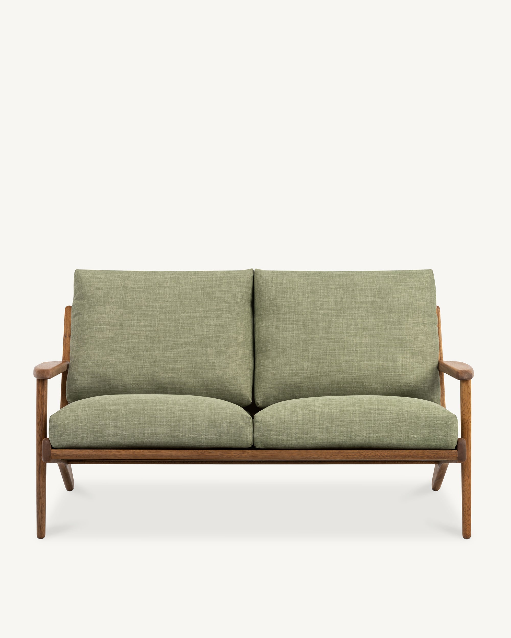 Map 2 Seat Sofa Walnut Frame Sage Green Fabric