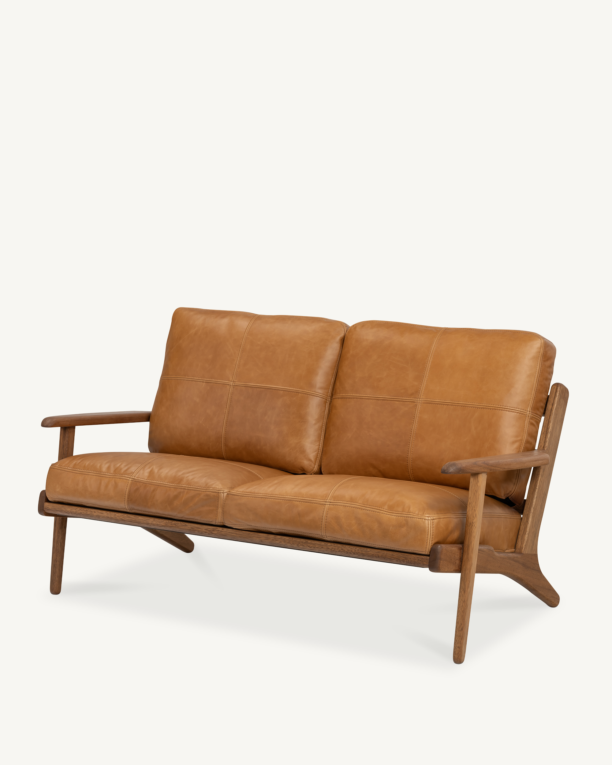 Map 2 Seat Sofa - Walnut & Leather