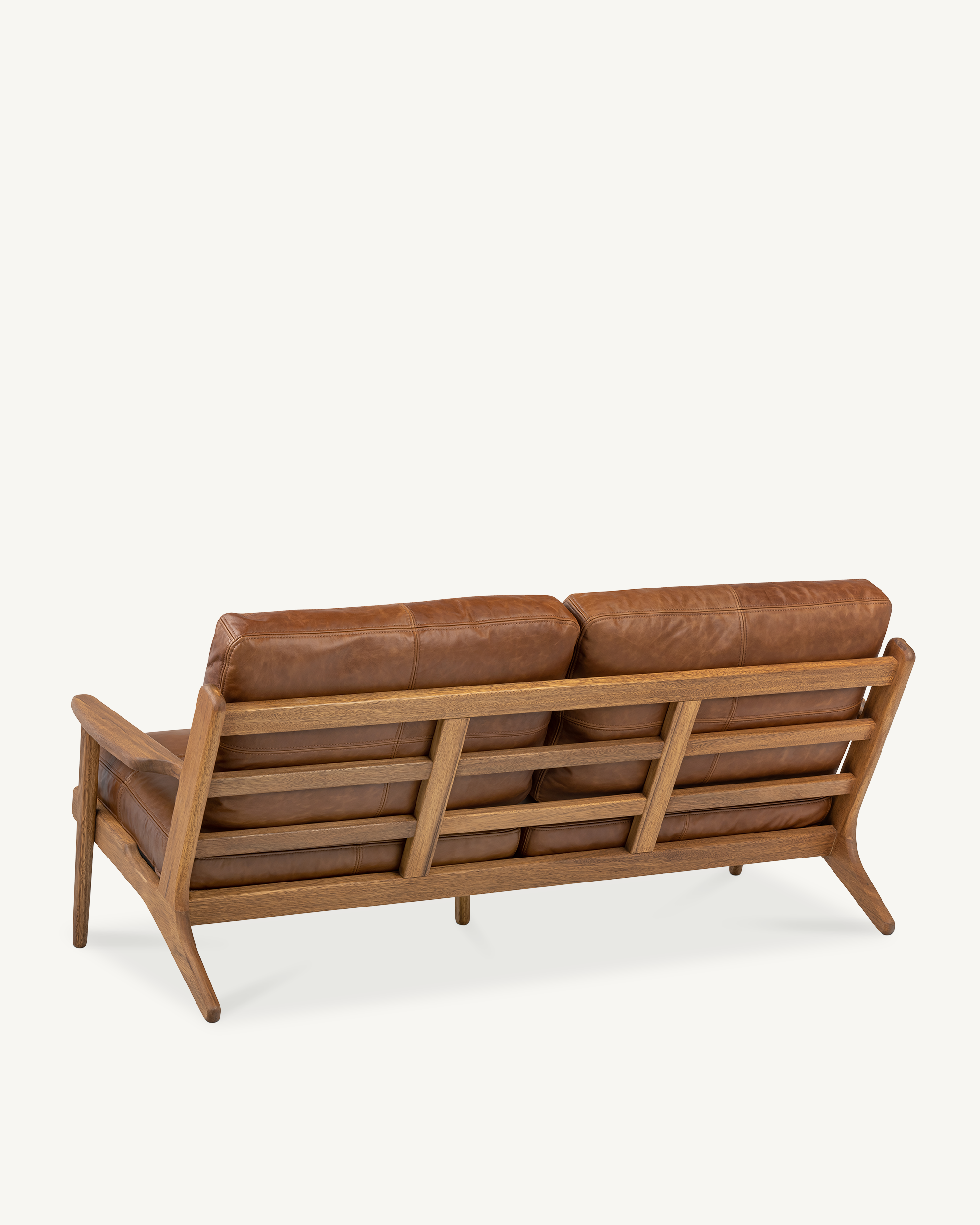 Map 3 Seat Sofa - Oak & Leather