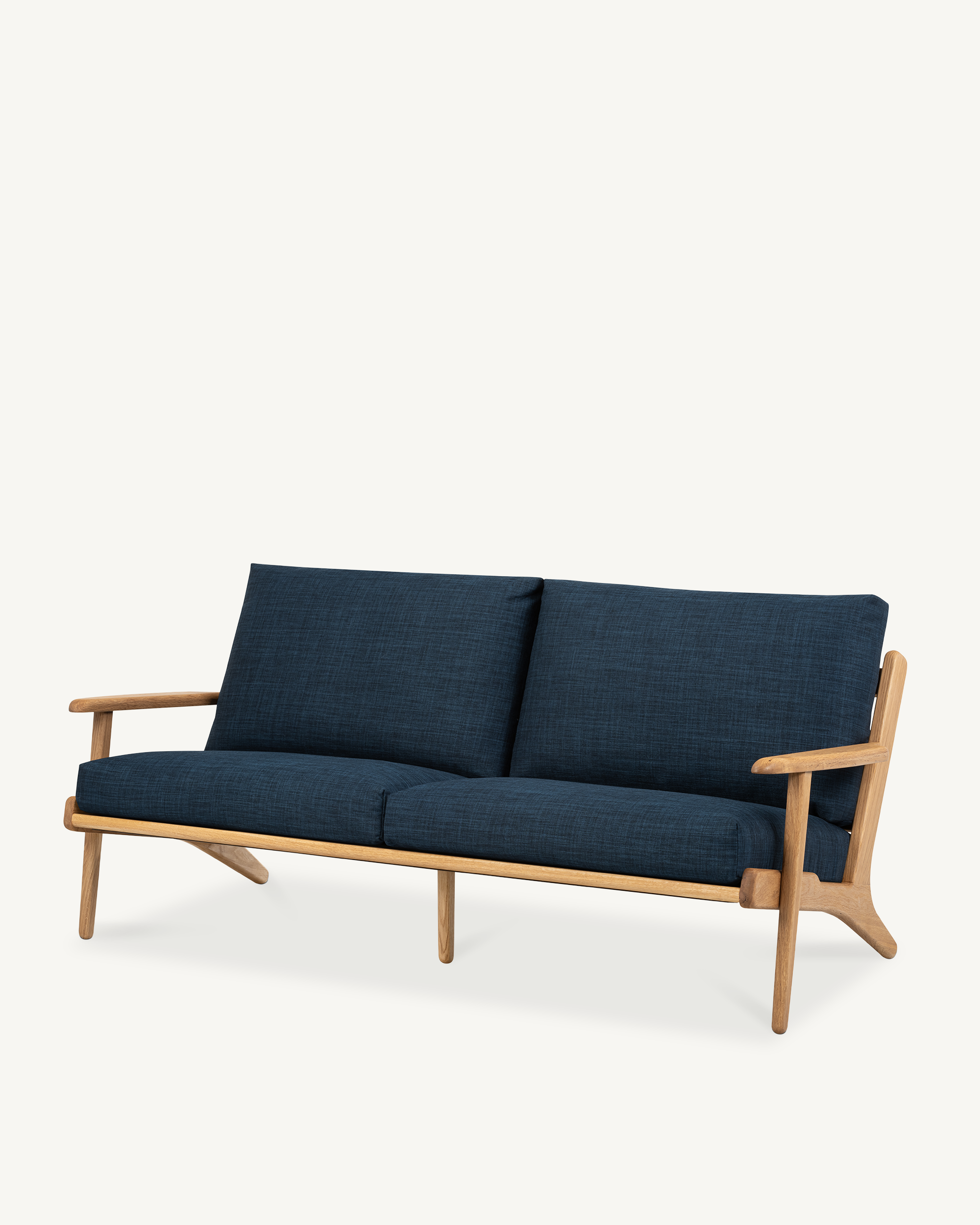 Map 3 Seat Sofa - Oak & Fabric