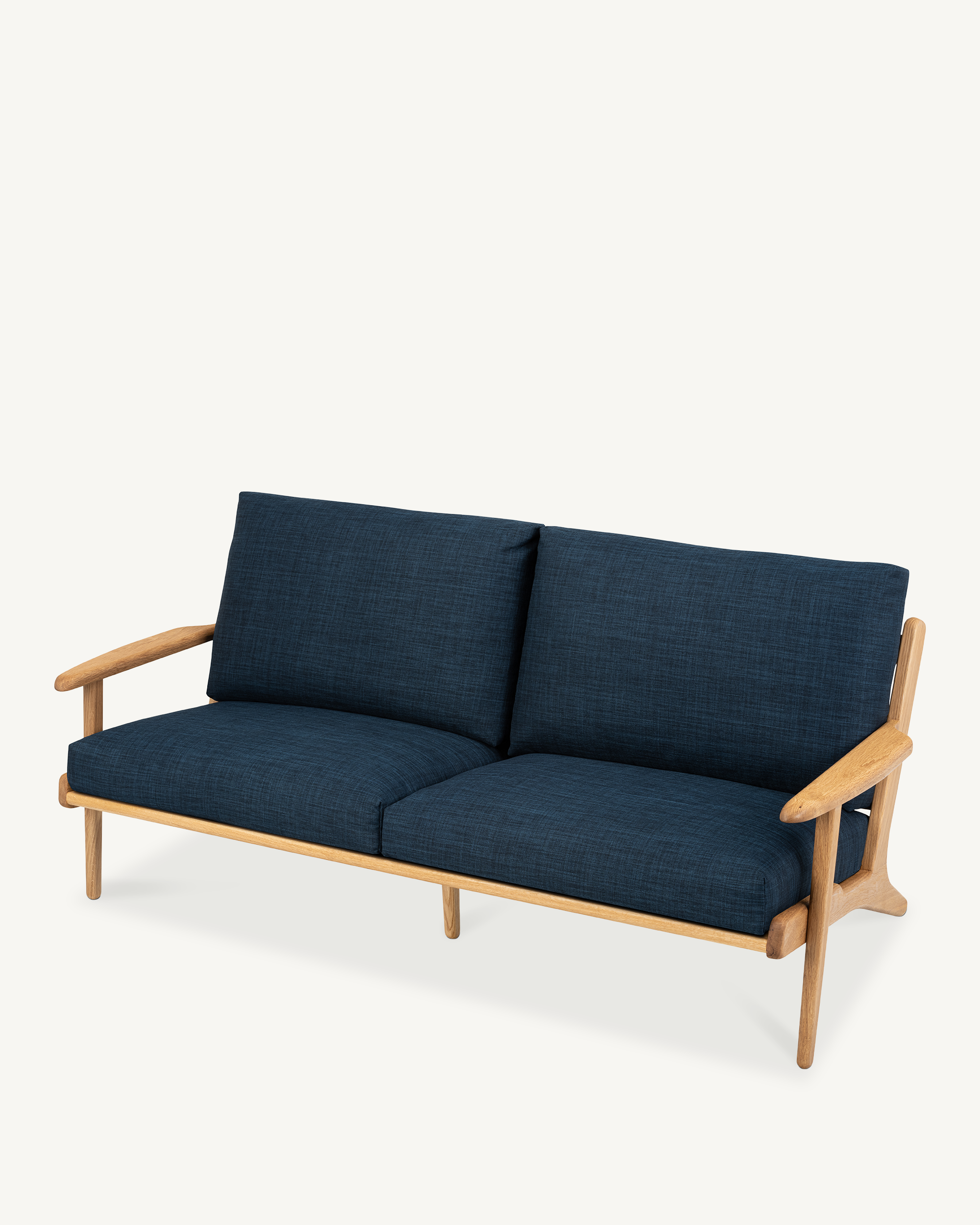 Map 3 Seat Sofa - Oak & Fabric