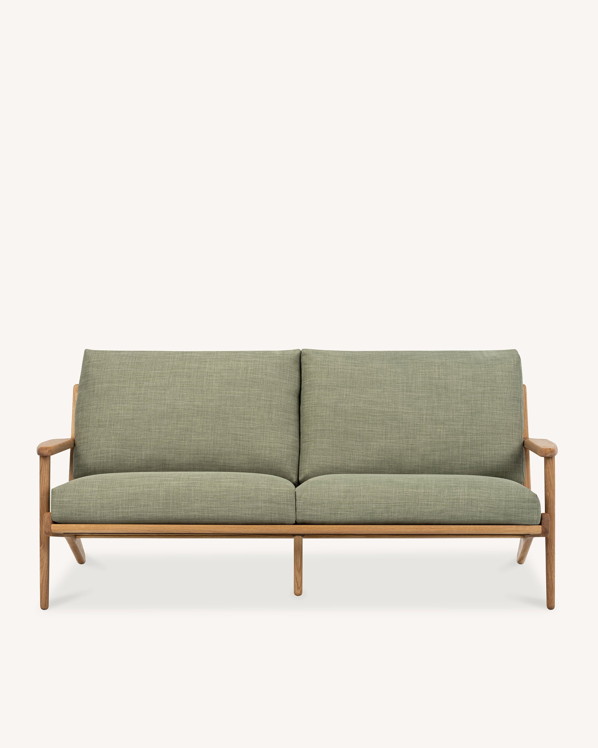 Map 3 Seat Sofa Oak Frame Sage Green Fabric