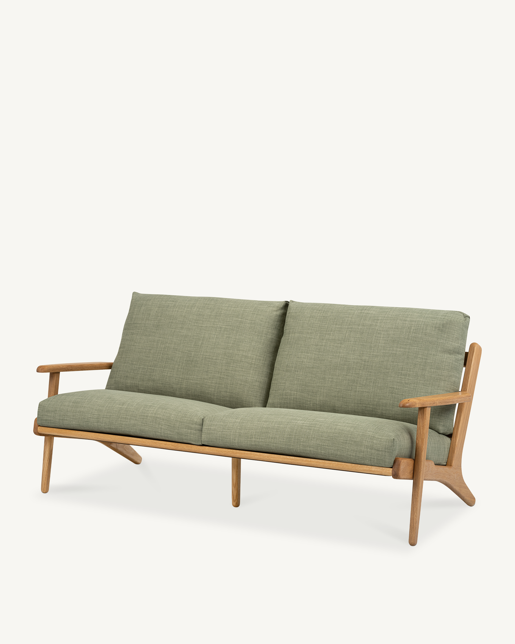 Map 3 Seat Sofa - Oak & Fabric