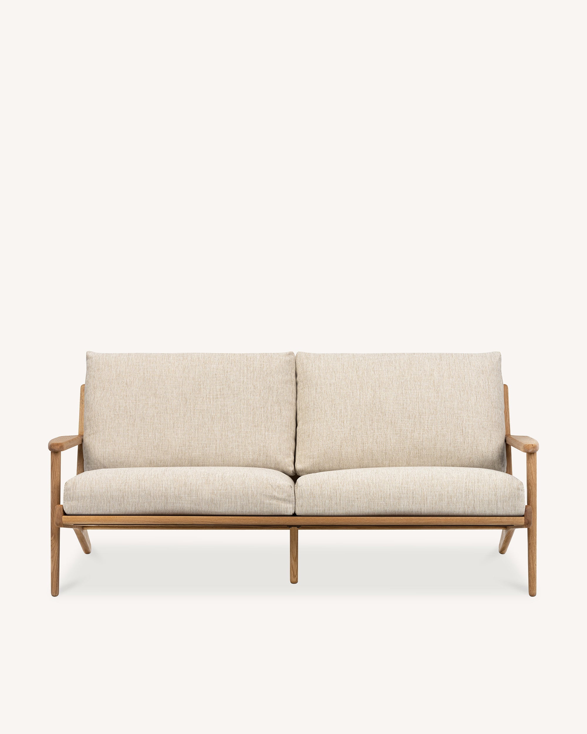 Map 3 Seat Sofa Oak Frame Sandstone Fabric