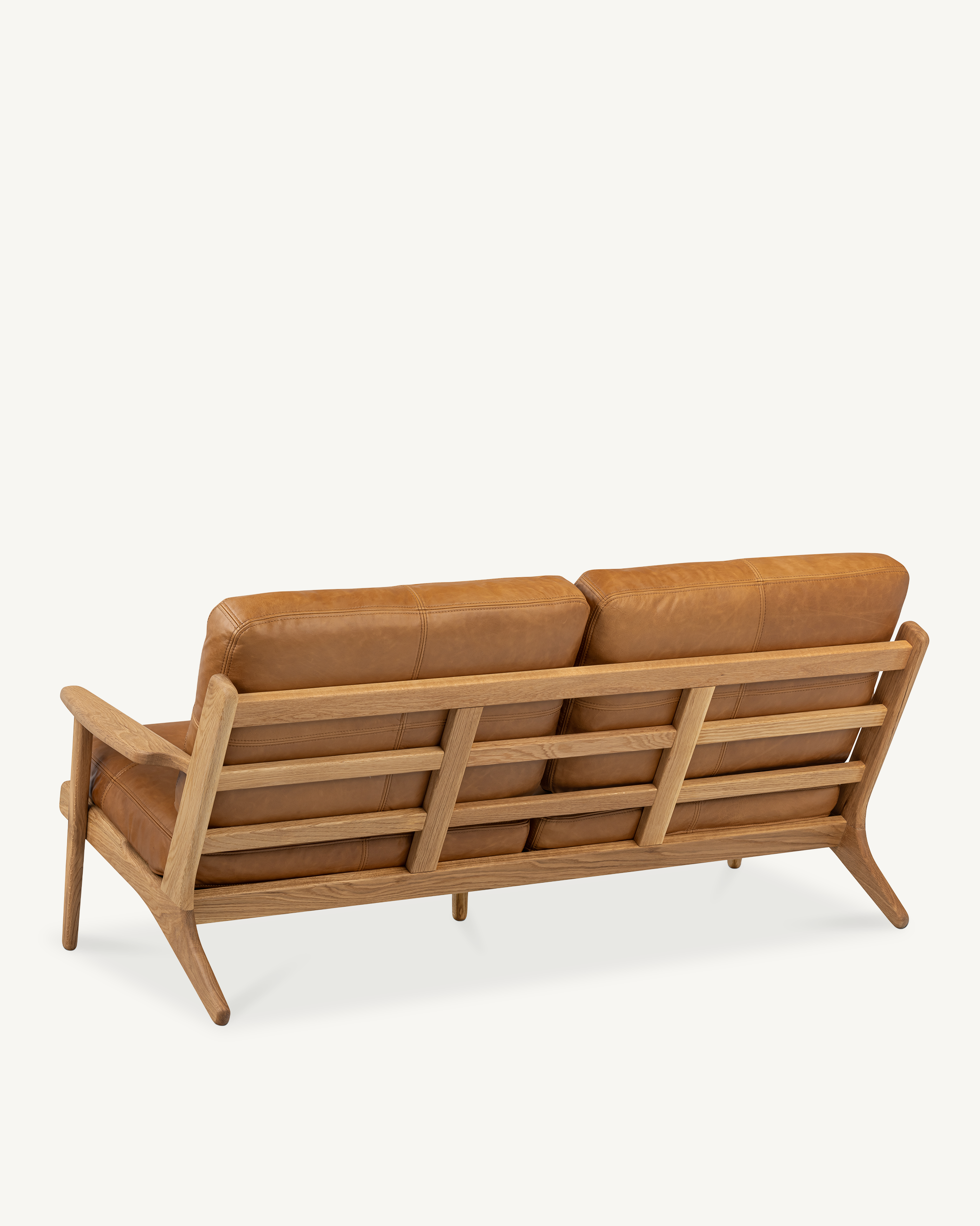 Map 3 Seat Sofa - Oak & Leather