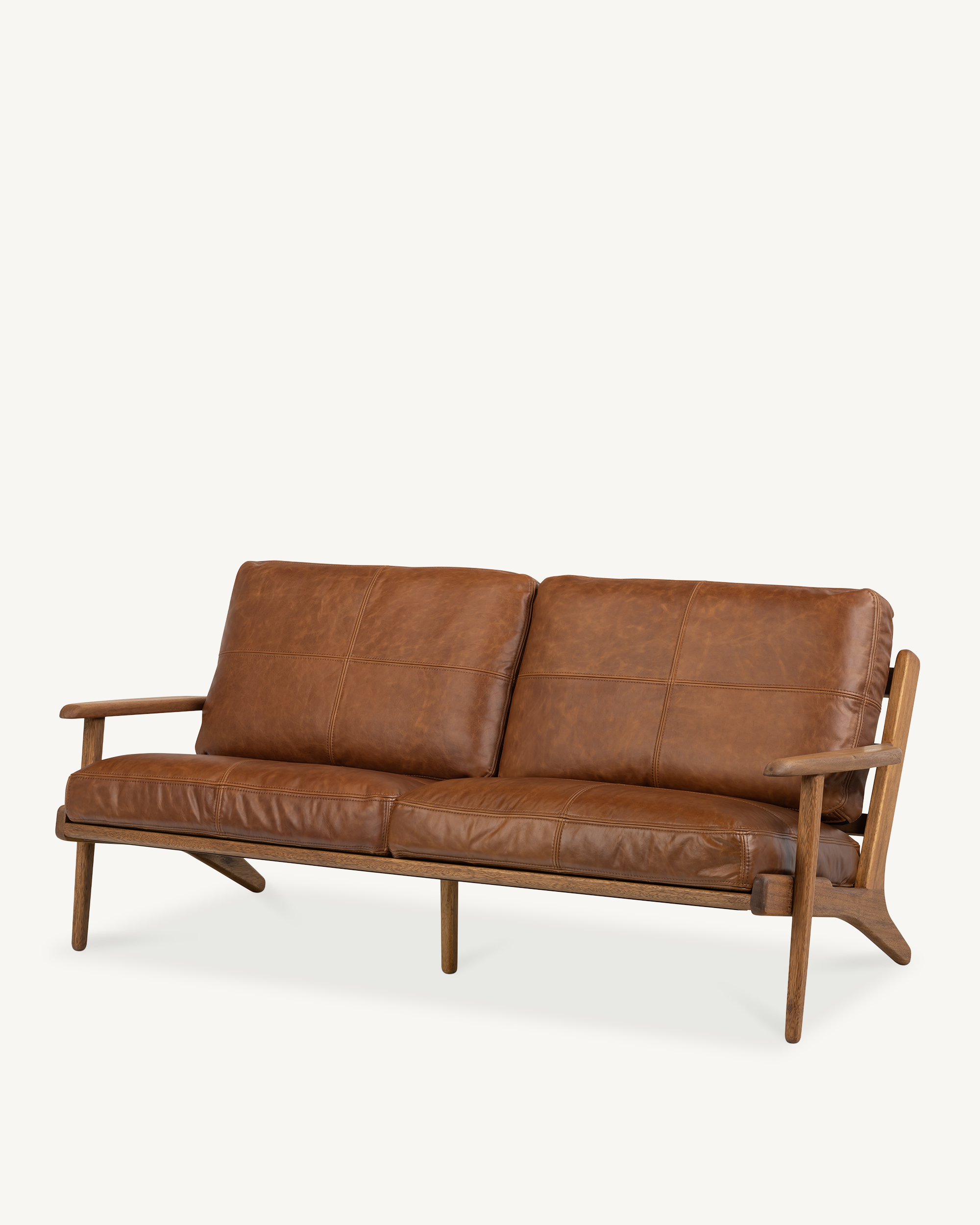 Map 3 Seat Sofa - Walnut & Leather
