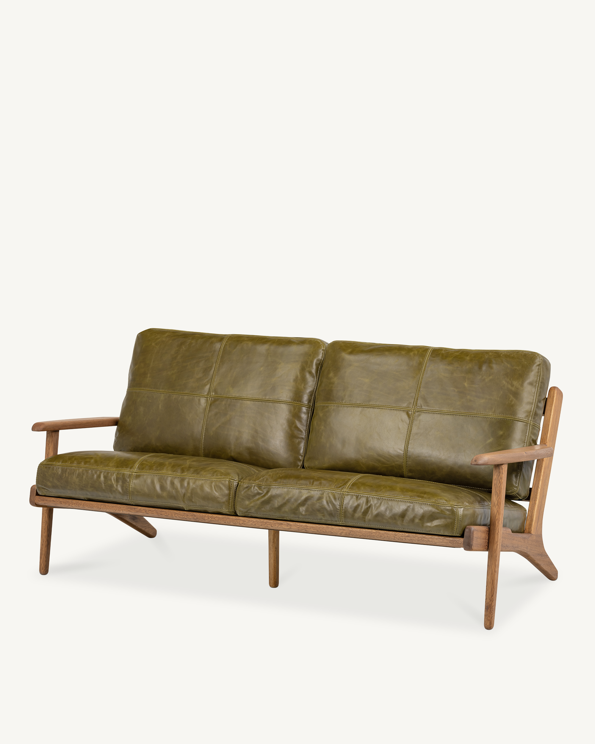 Map 3 Seat Sofa - Walnut & Leather