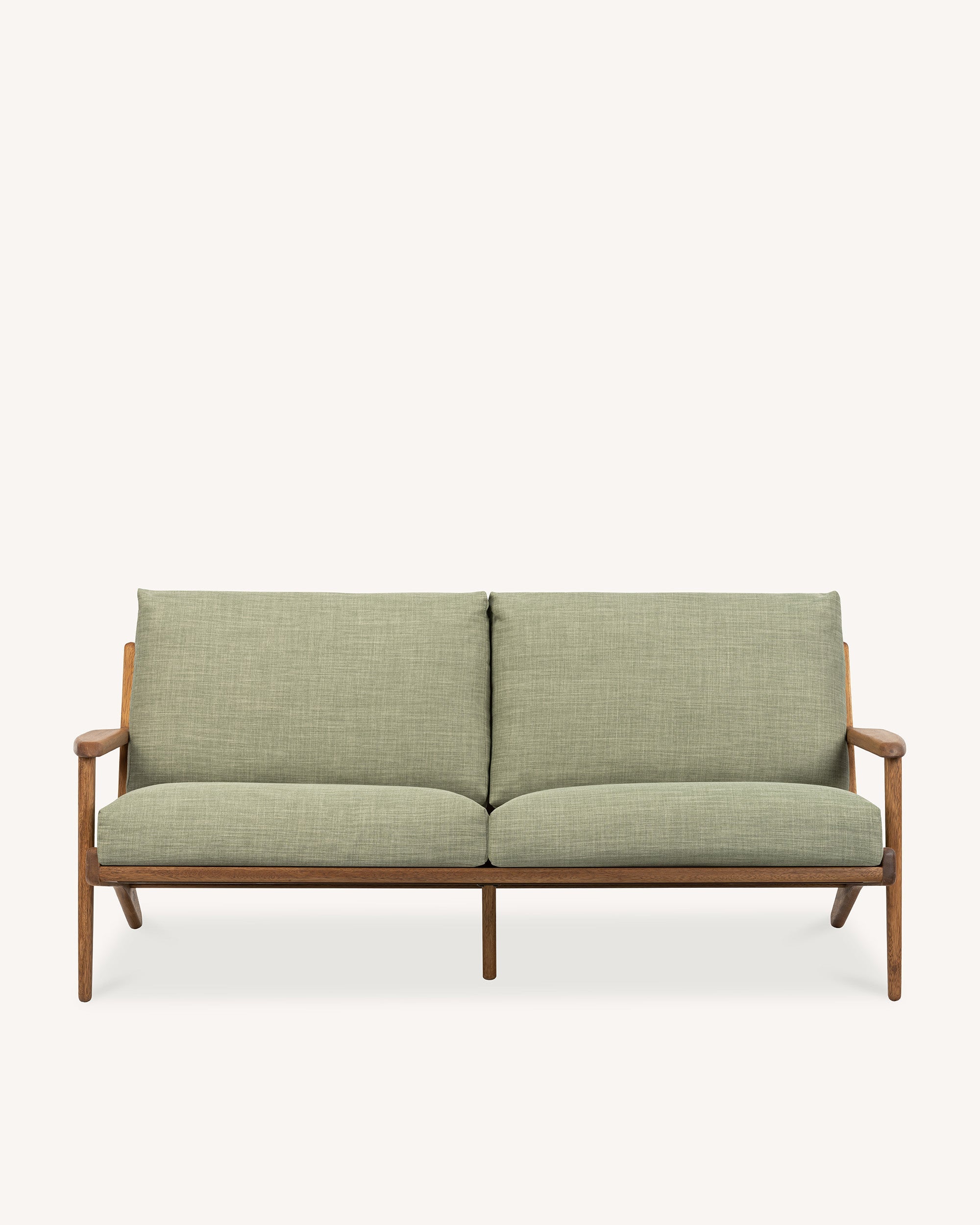 Map 3 Seat Sofa Walnut Frame Sage Green Fabric