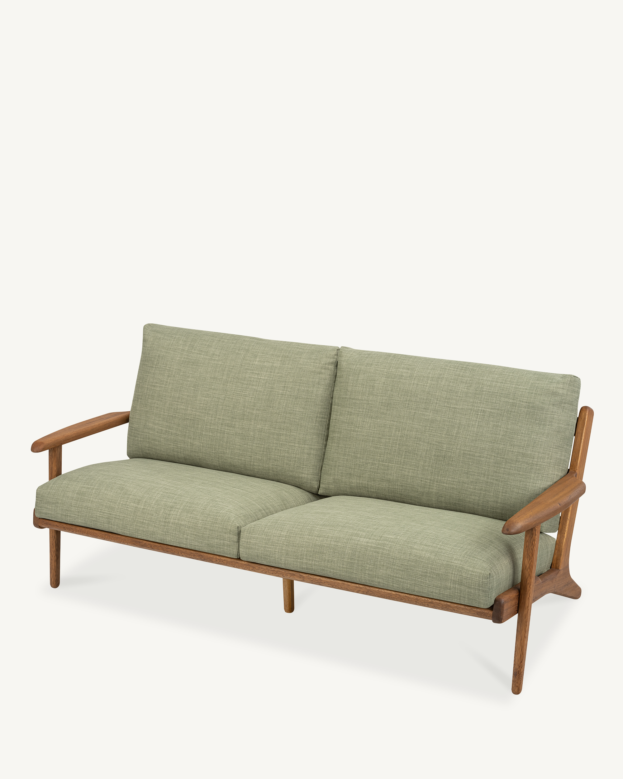 Map 3 Seat Sofa - Walnut & Fabric
