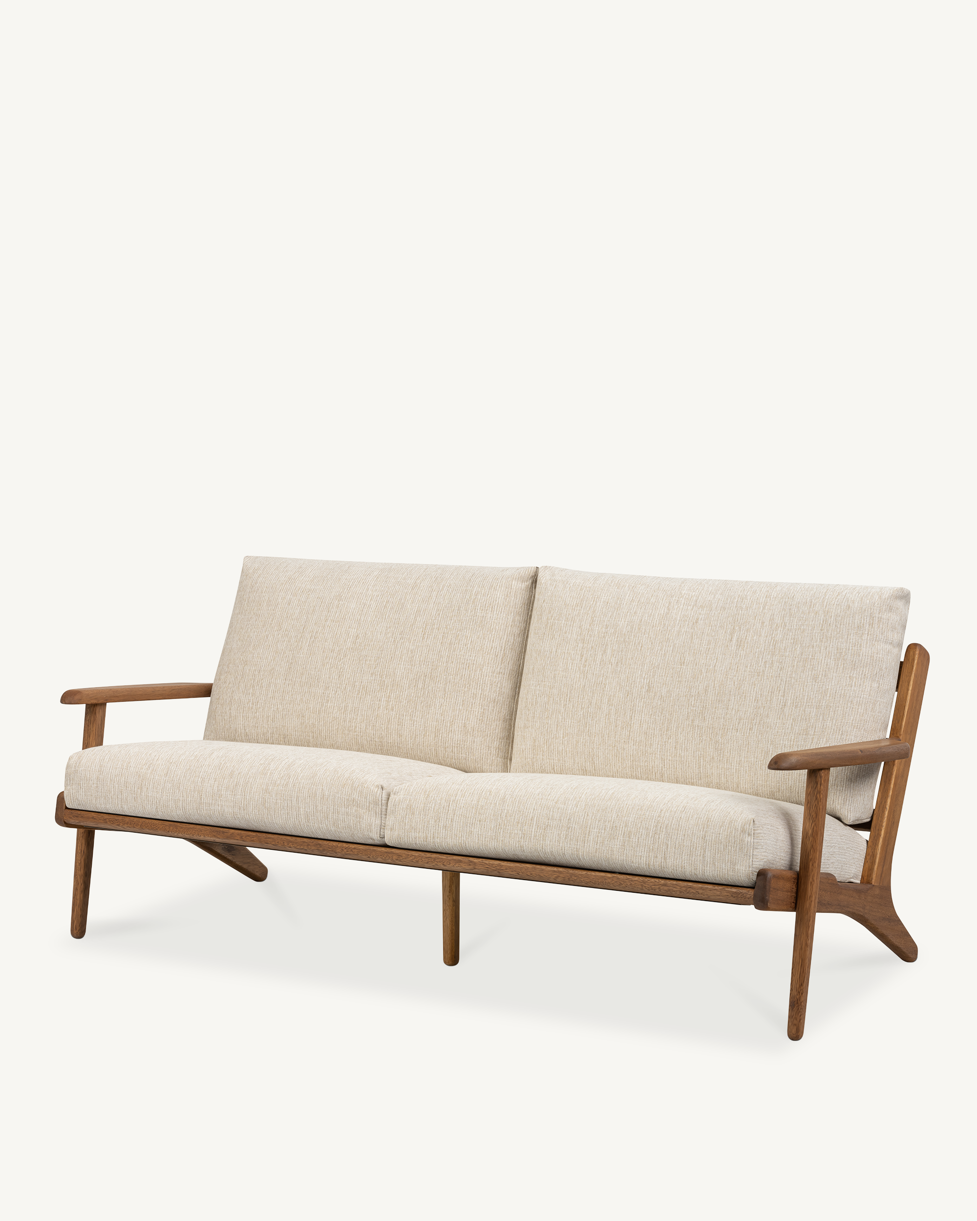 Map 3 Seat Sofa - Walnut & Fabric