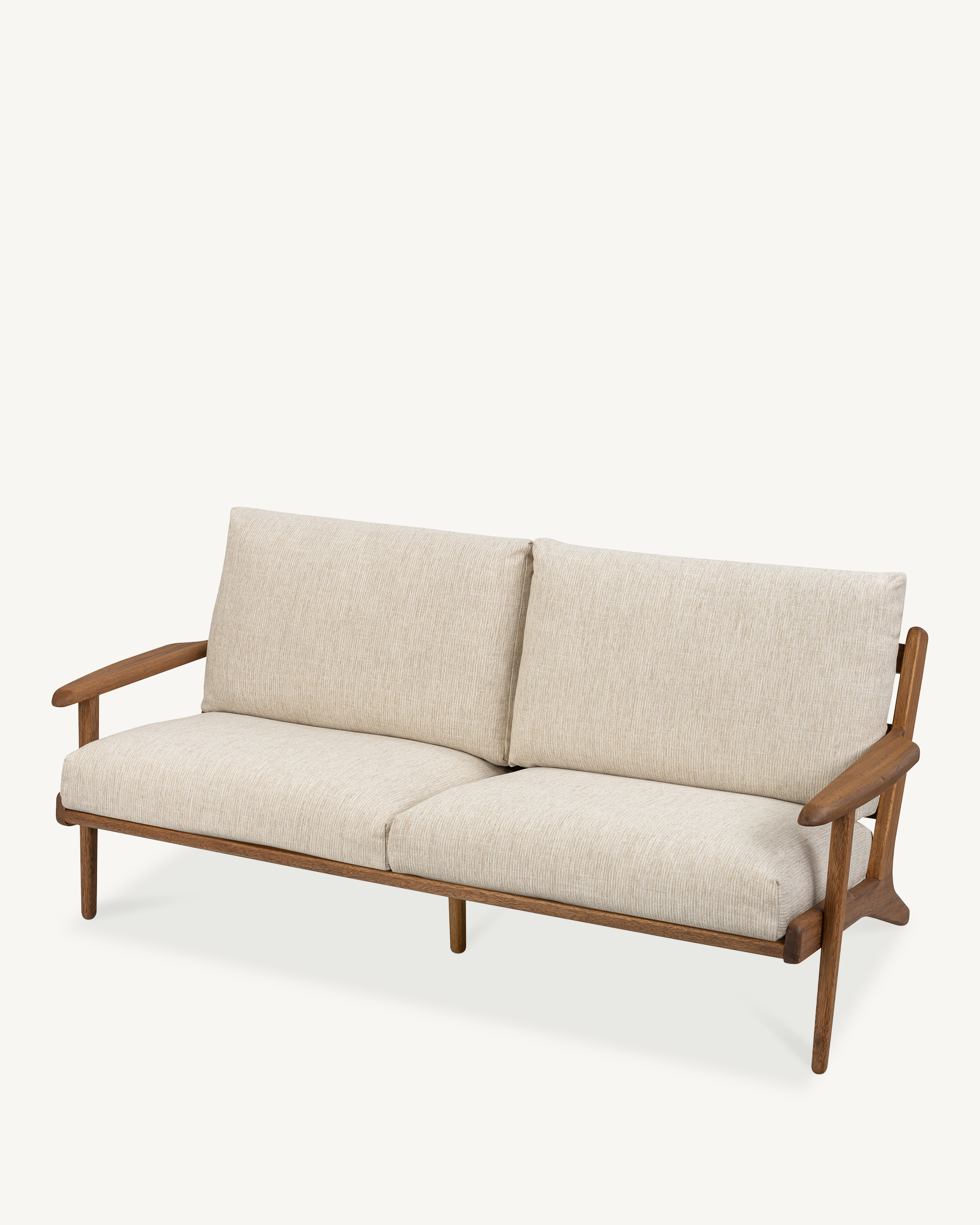 Map 3 Seat Sofa - Walnut & Fabric