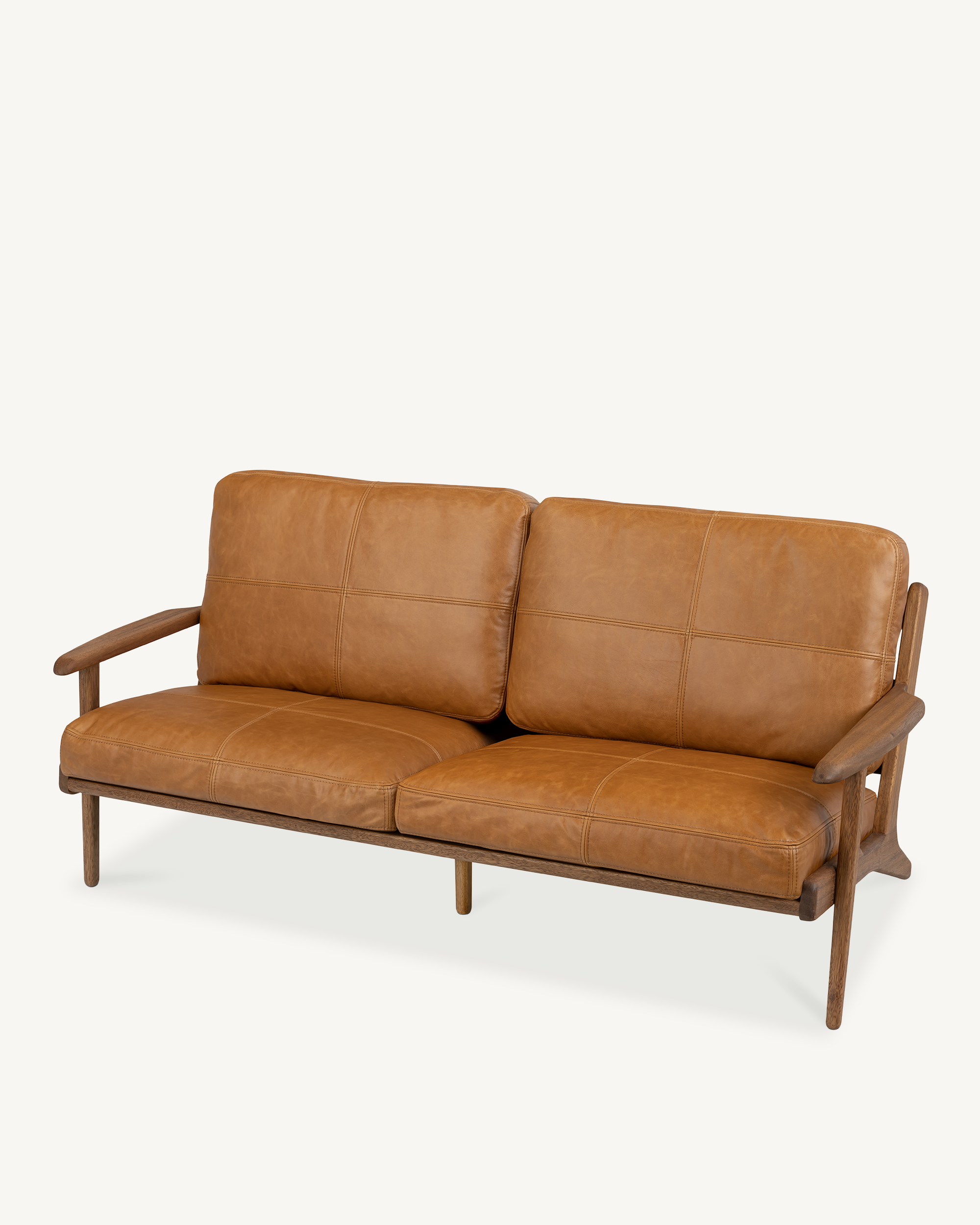 Map 3 Seat Sofa - Walnut & Leather