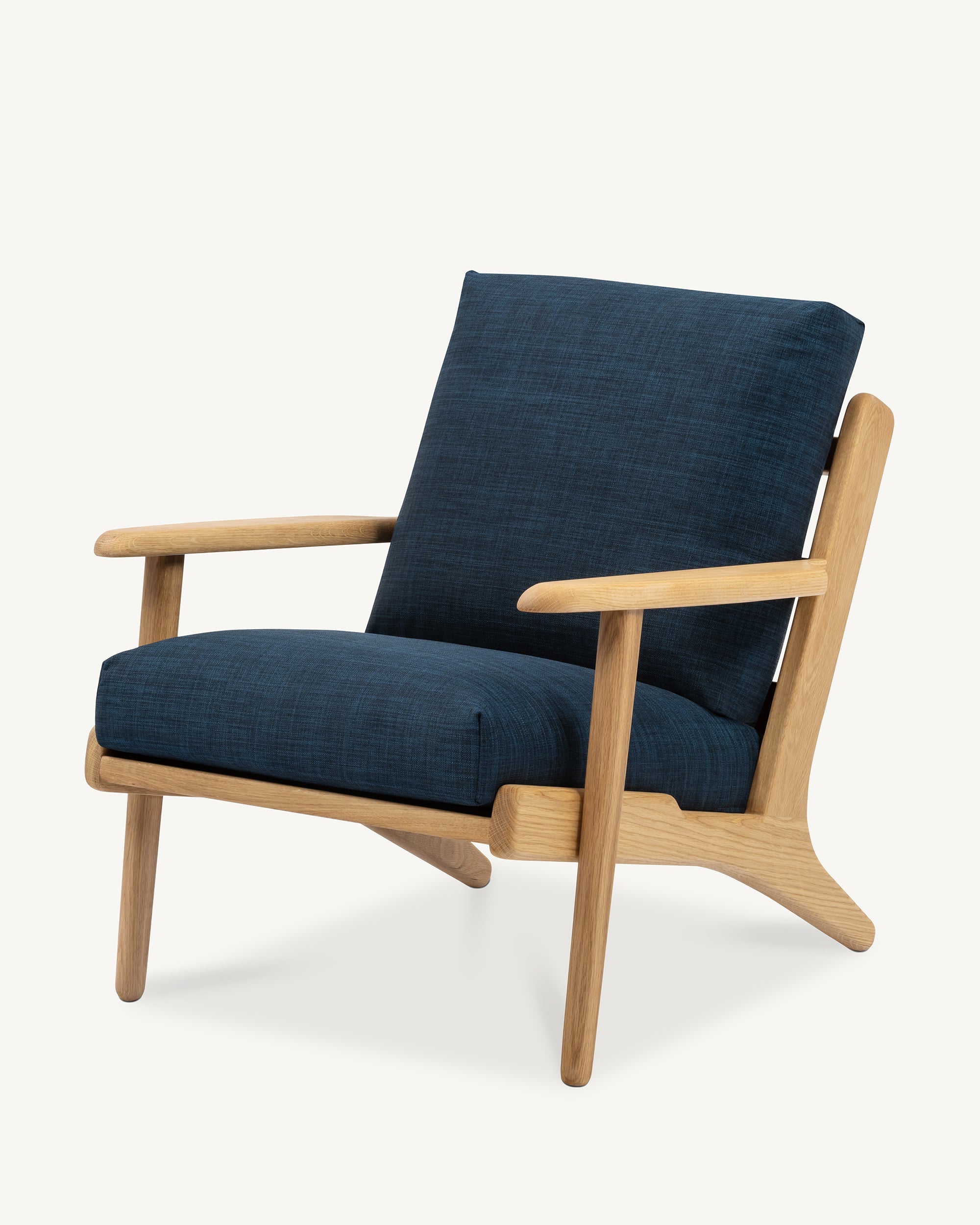 Map Armchair Oak Frame Royal Blue Fabric