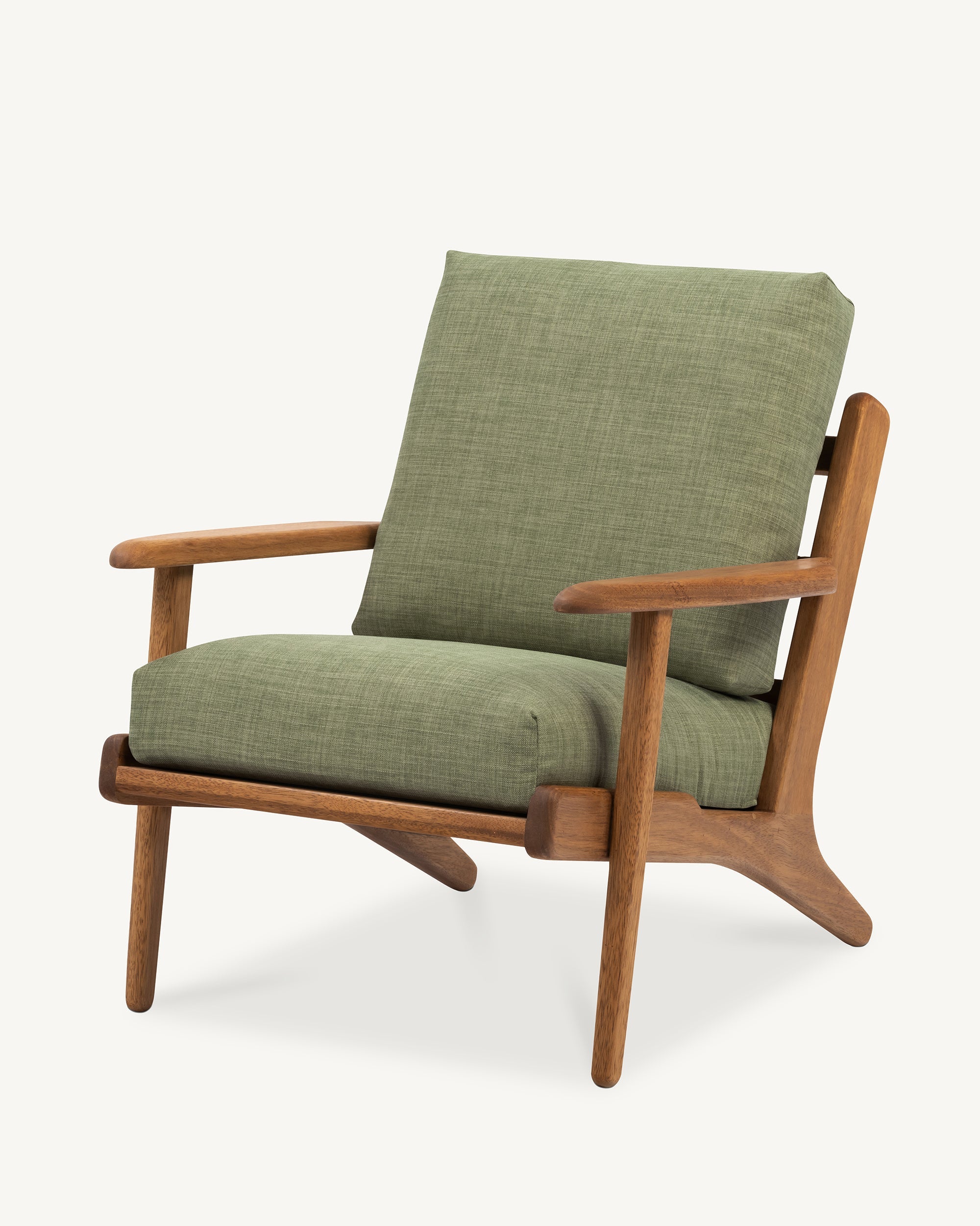 Map Armchair Walnut Frame Sage Green Fabric