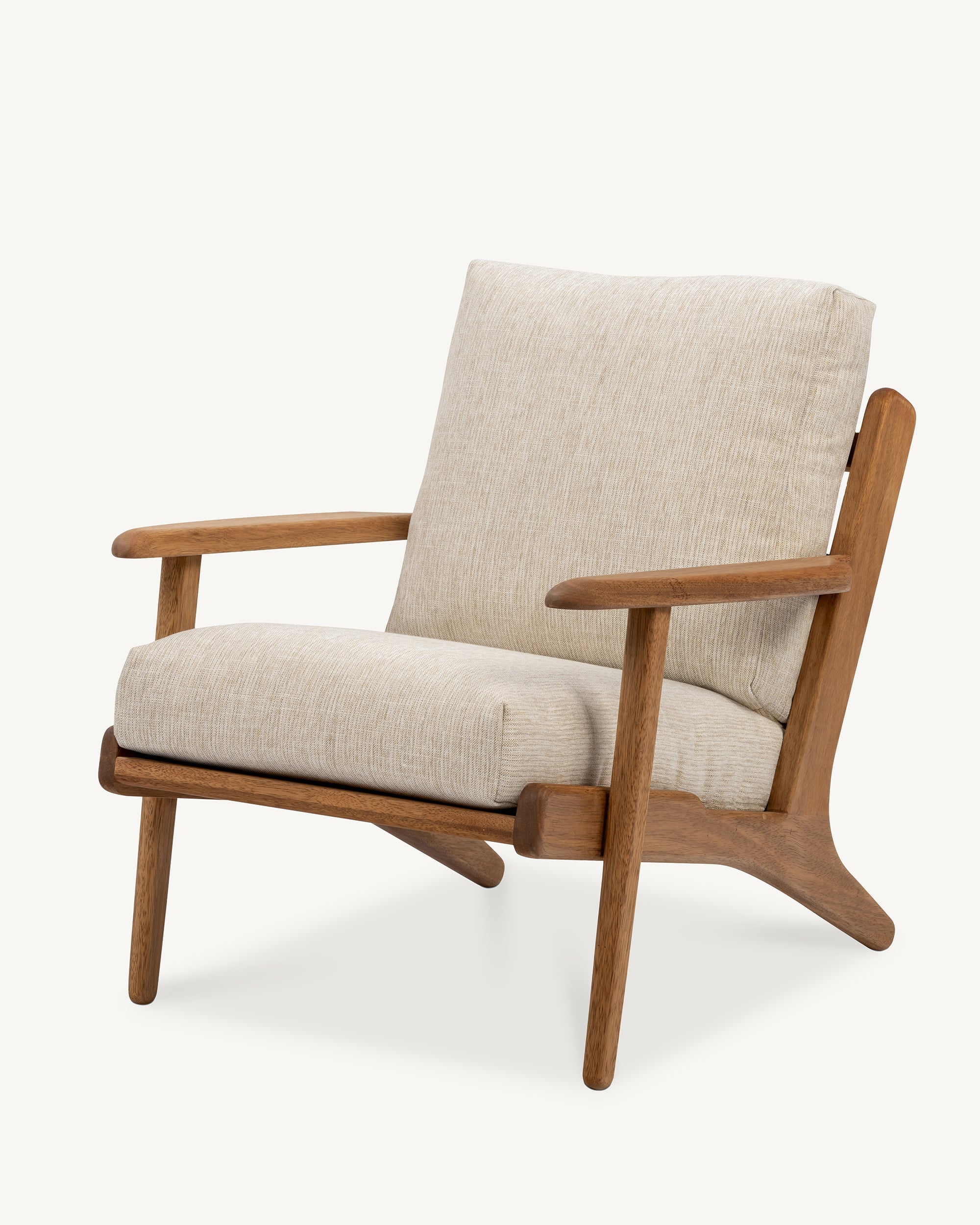 Map Armchair Walnut Frame Sandstone Fabric