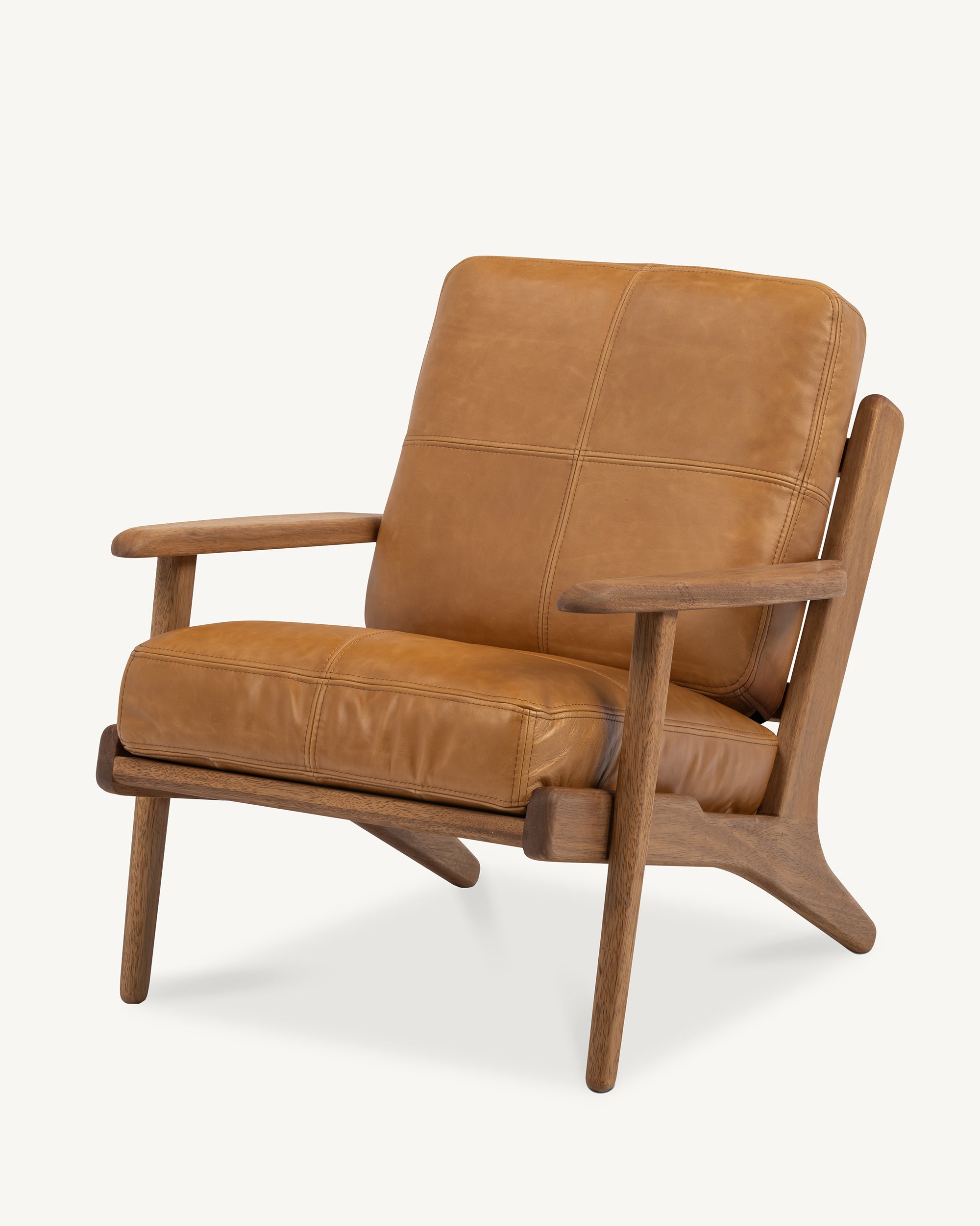 Map Armchair Walnut Frame Tan Leather