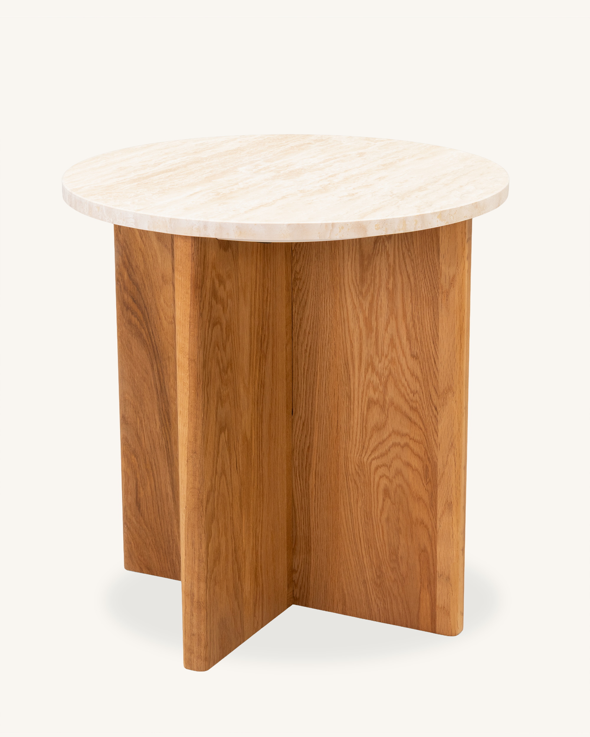 Forest Oak & Travertine Round Side Table