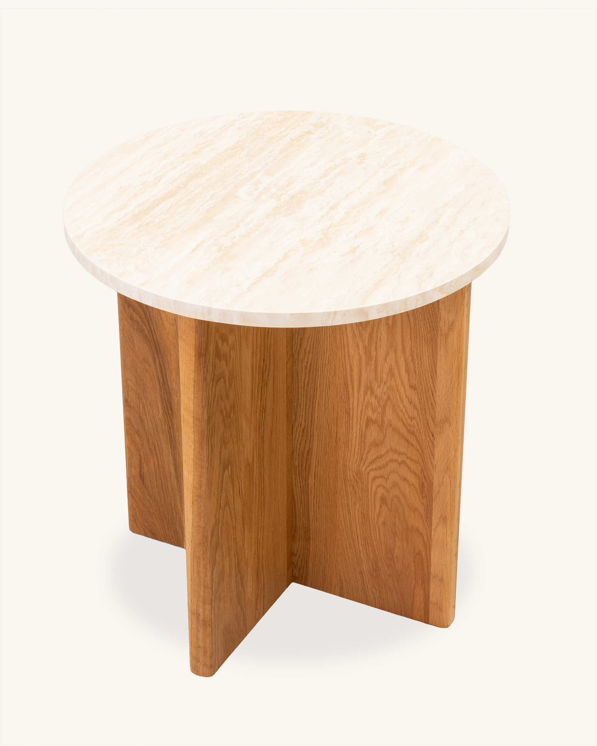 Forest Oak & Travertine Round Side Table