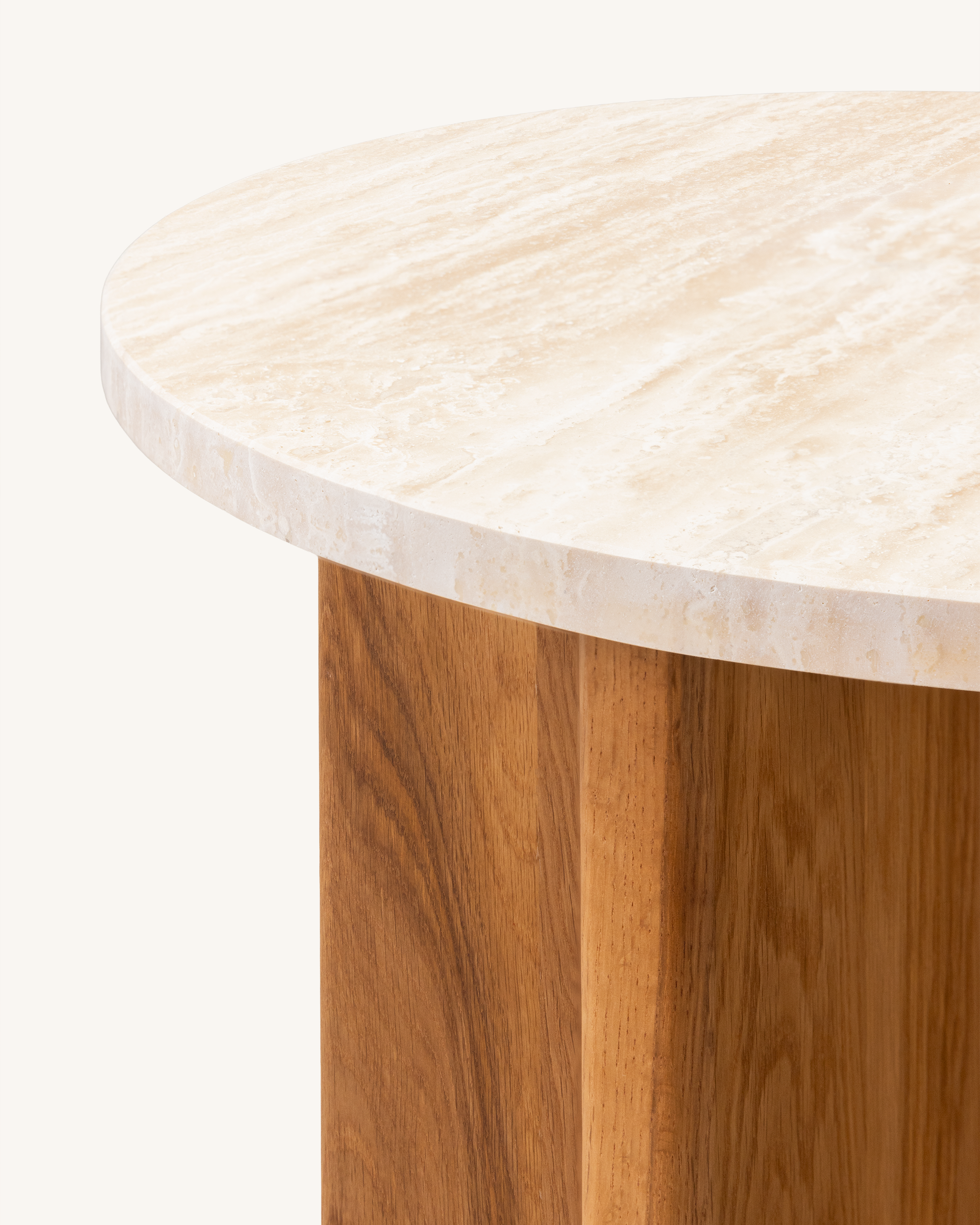Forest Oak & Travertine Round Side Table