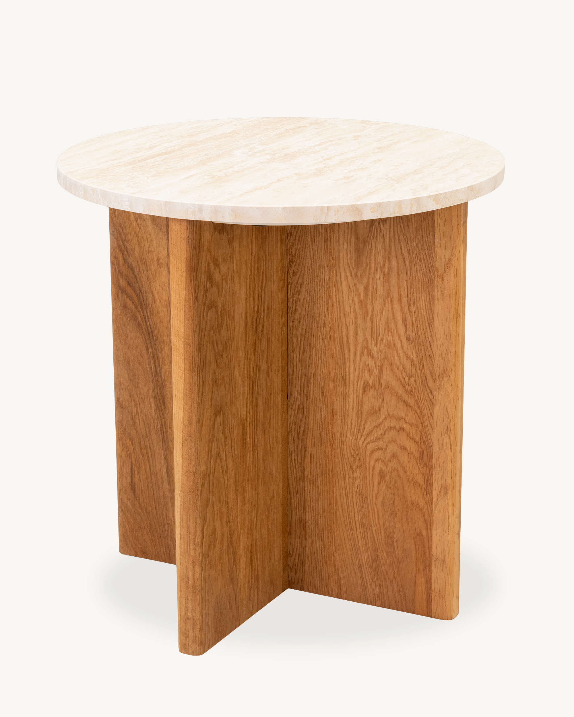 Forest Oak & Travertine Round Side Table