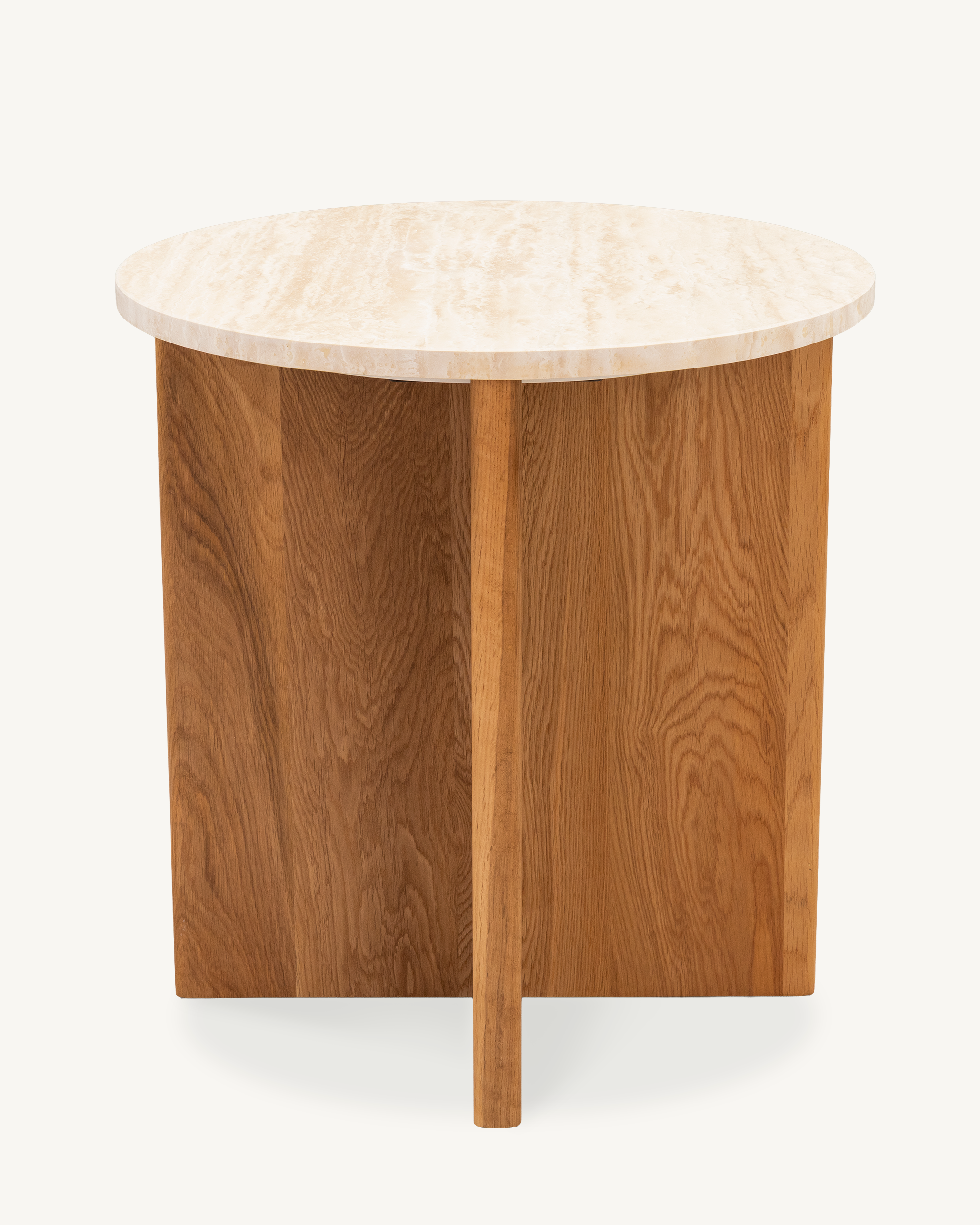 Forest Oak & Travertine Round Side Table