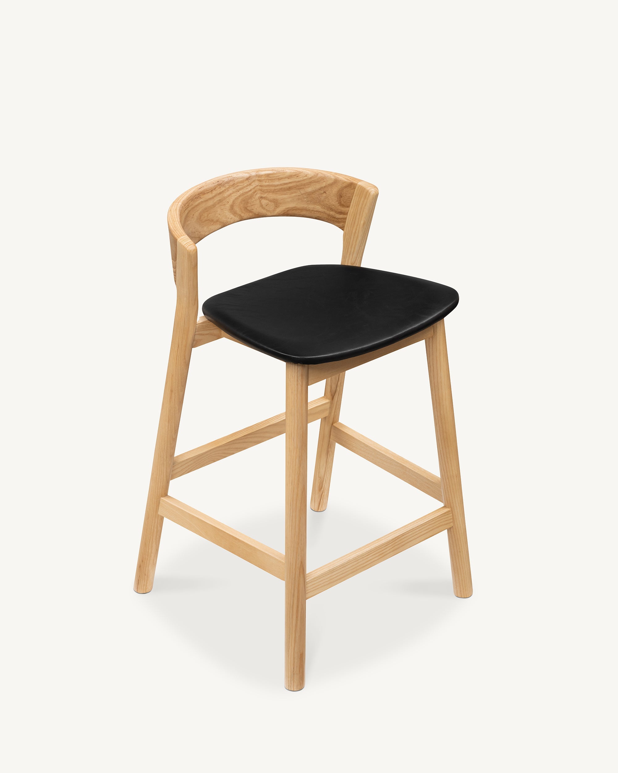 Vara 01 Black Leather Bar Stool
