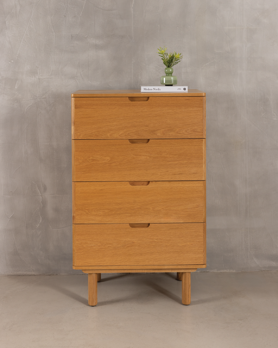 Orrma Narrow Chest of 4 Oak Drawers